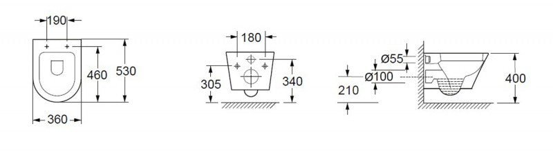Hung WC without flange 1088R