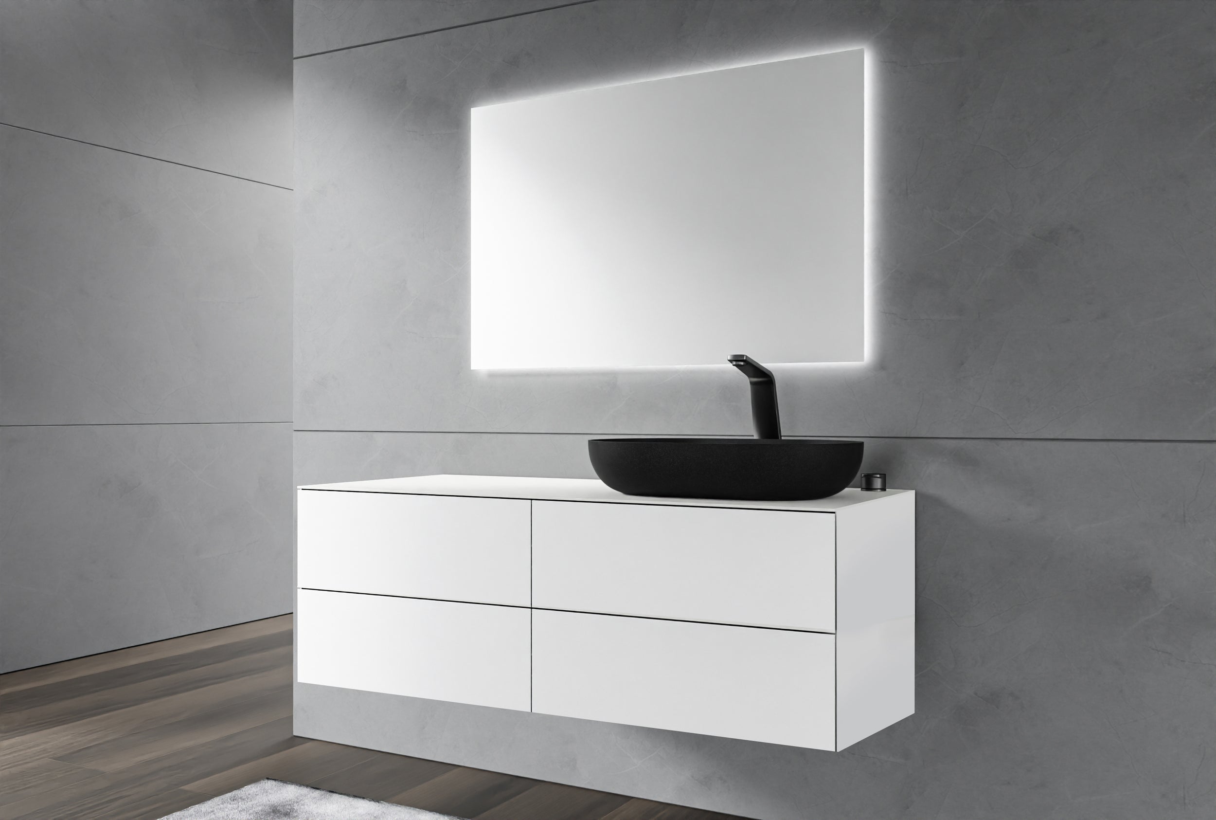Vanity unit ARCTIC 1200 White Softtouch for countertop washbasin