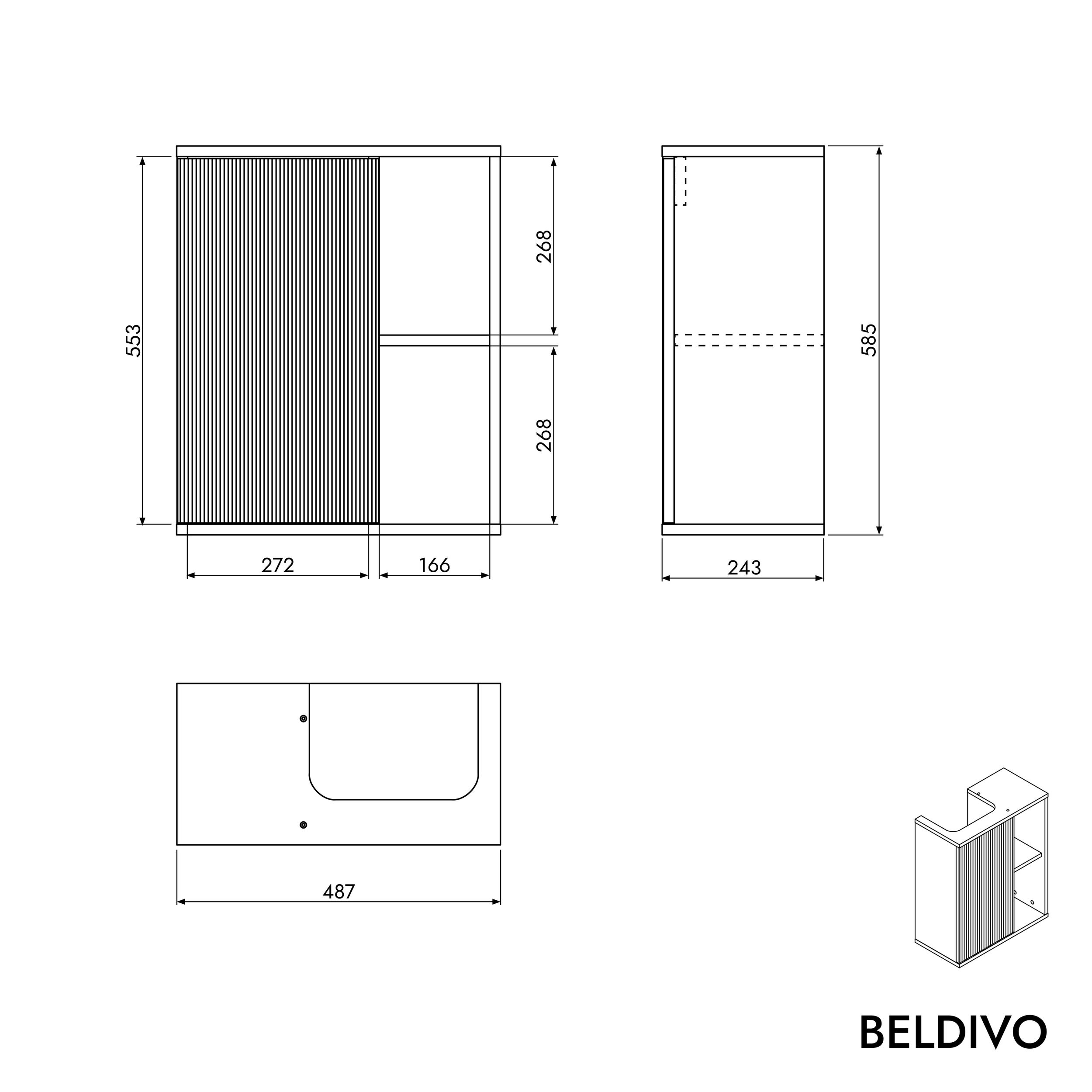BELDIVO 50cm vanity unit with white washbasin