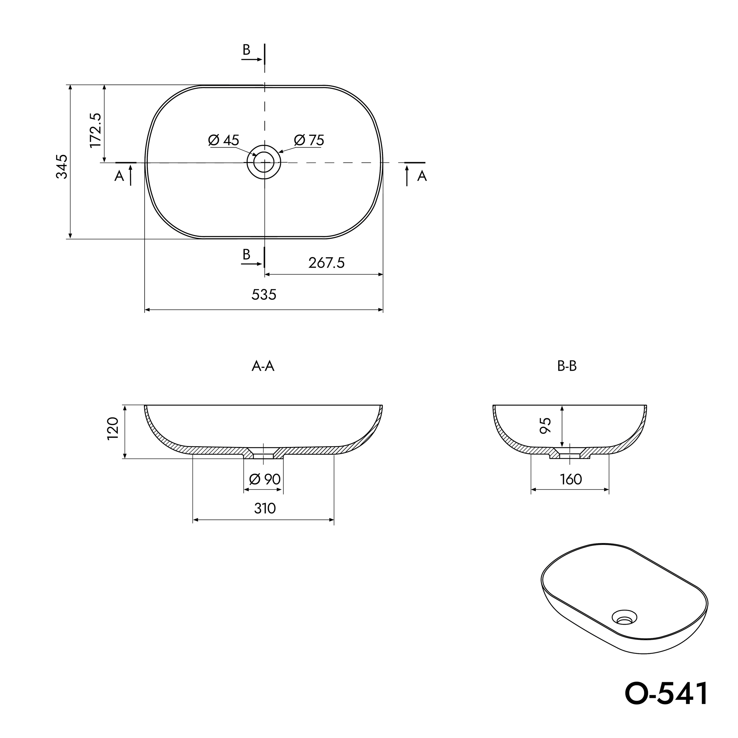 Countertop washbasin O-541