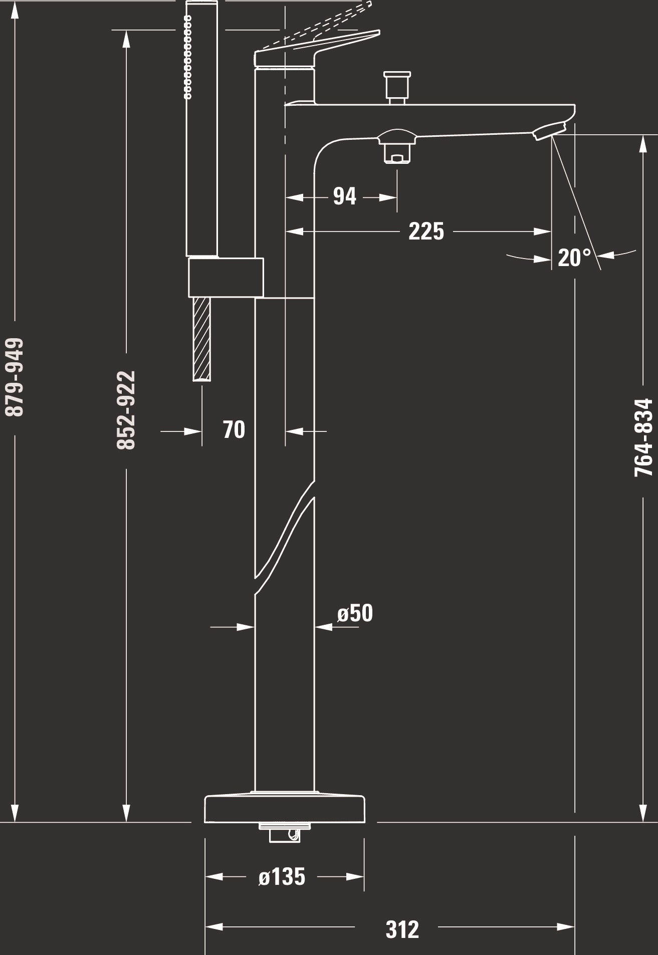 Duravit Wave single lever bath mixer