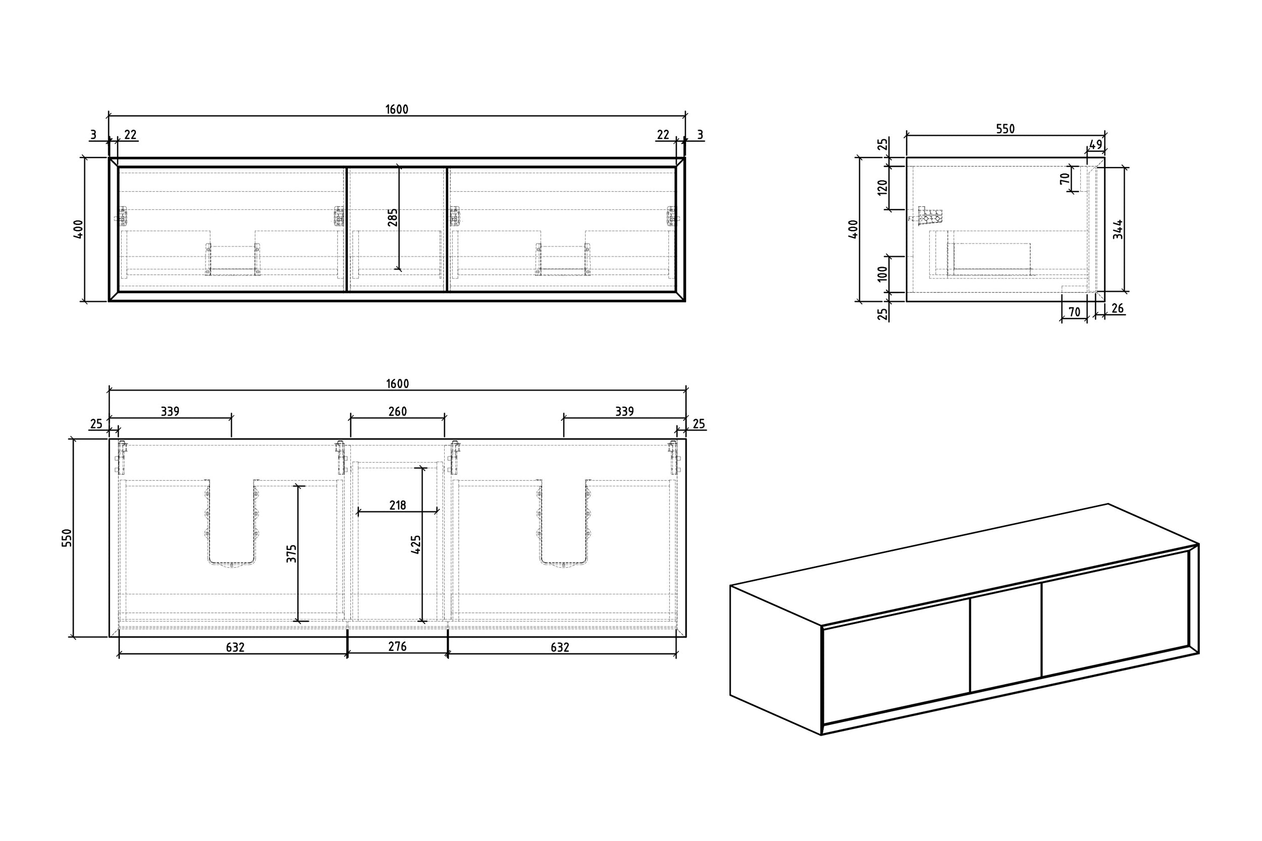 Vanity unit Fiona Multy 160 cm