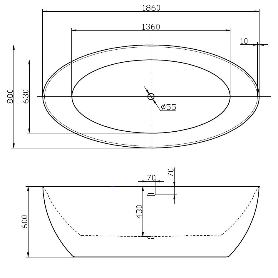 Freestanding bathtub TERRA