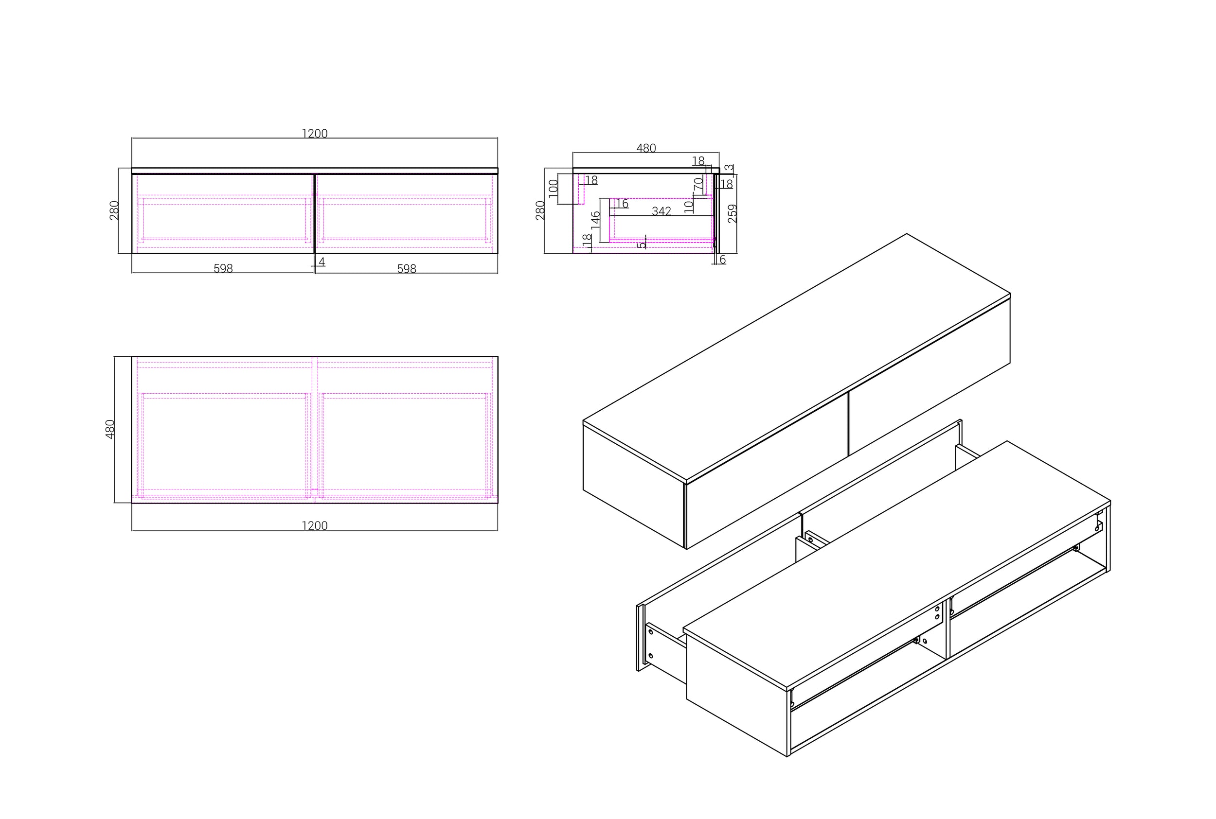Washbasin cabinet TLB 120-48