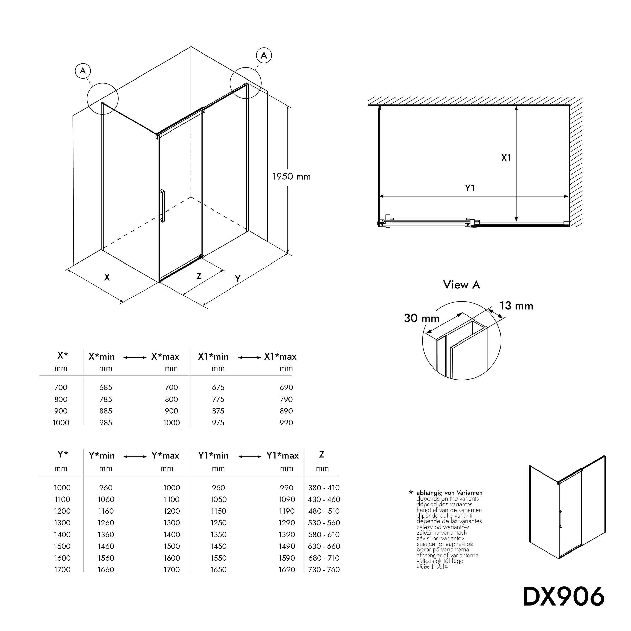 Corner shower with sliding door Soft-Close DX906 FLEX