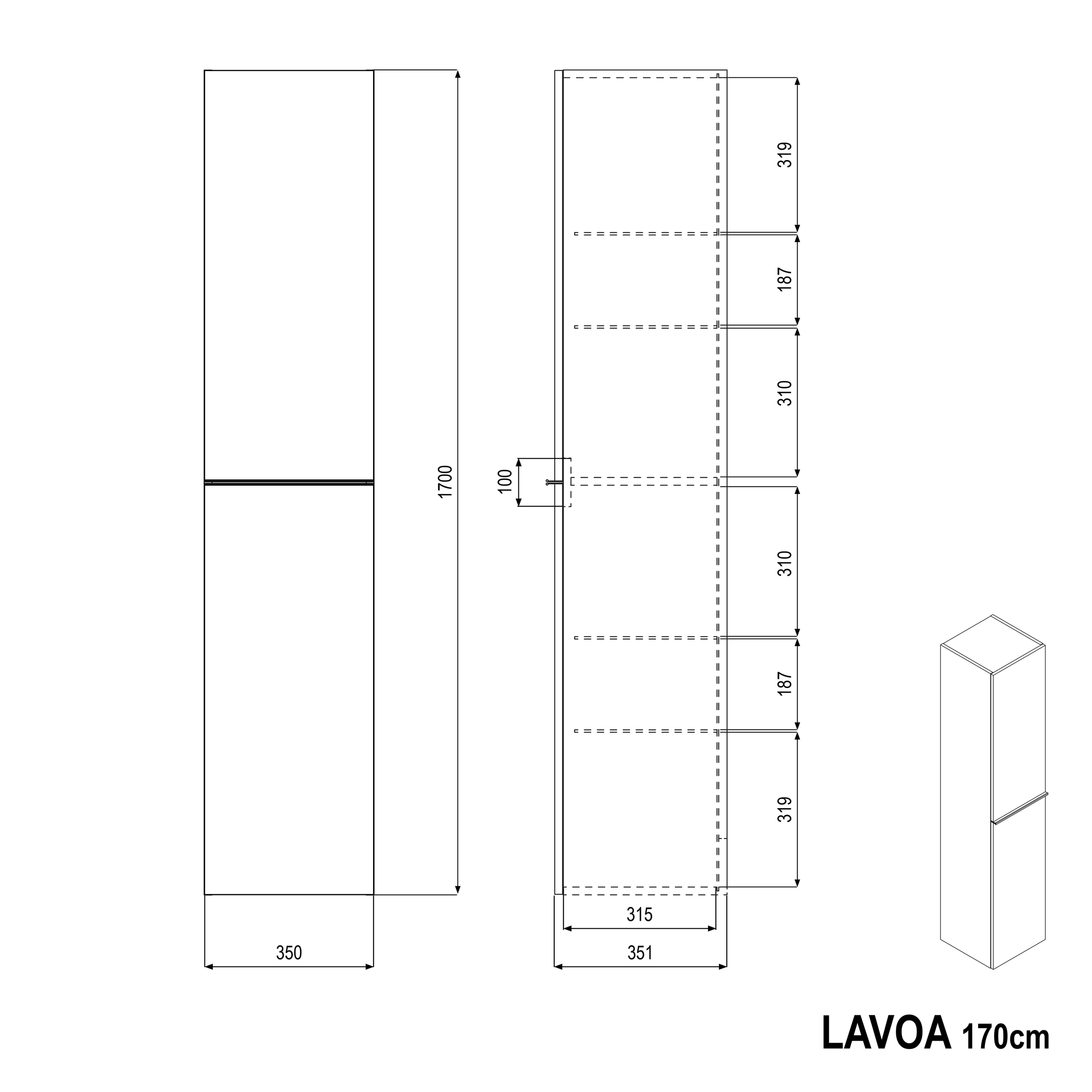 Tall cabinet LAVOA 170 cm