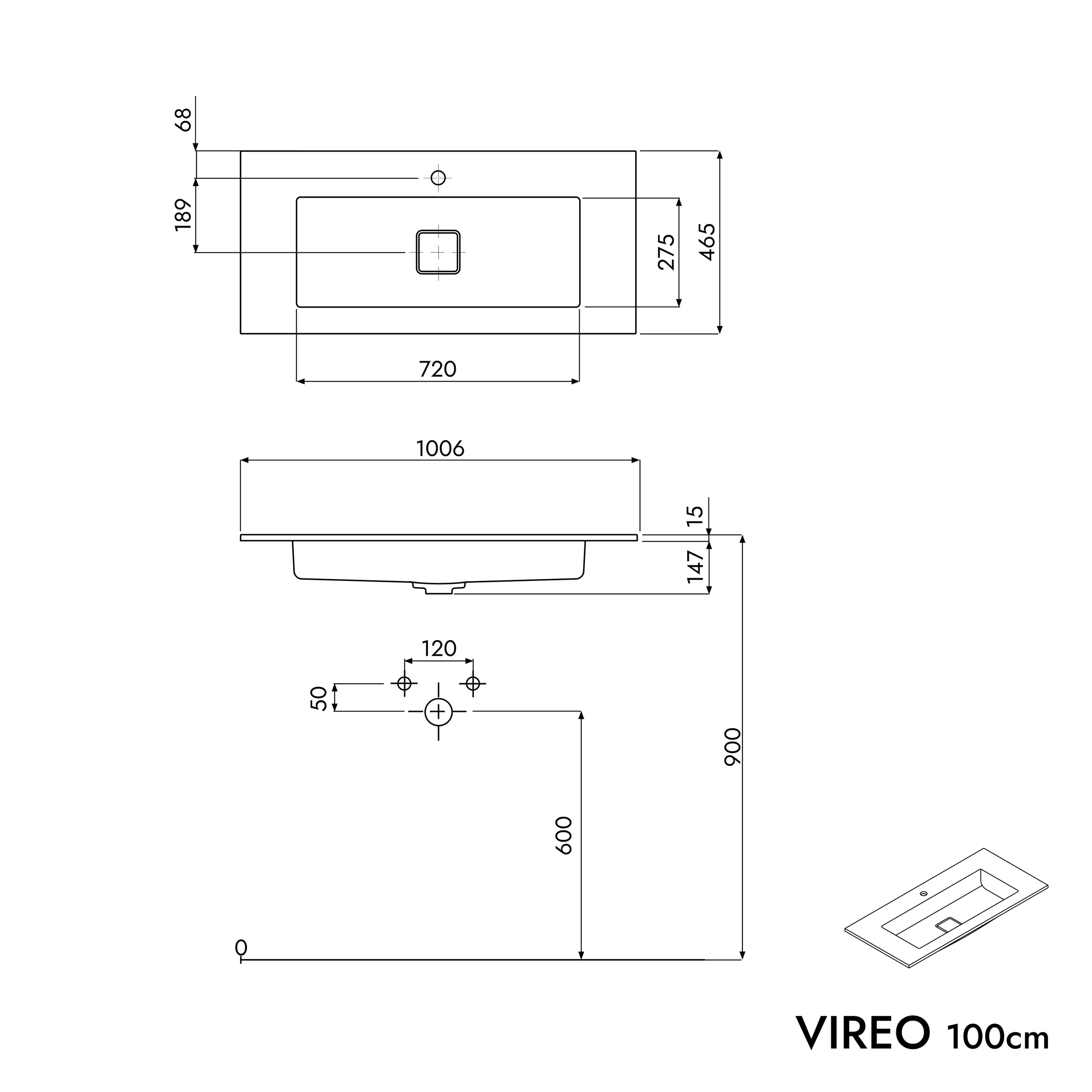 VIREO 100 cm vanity unit