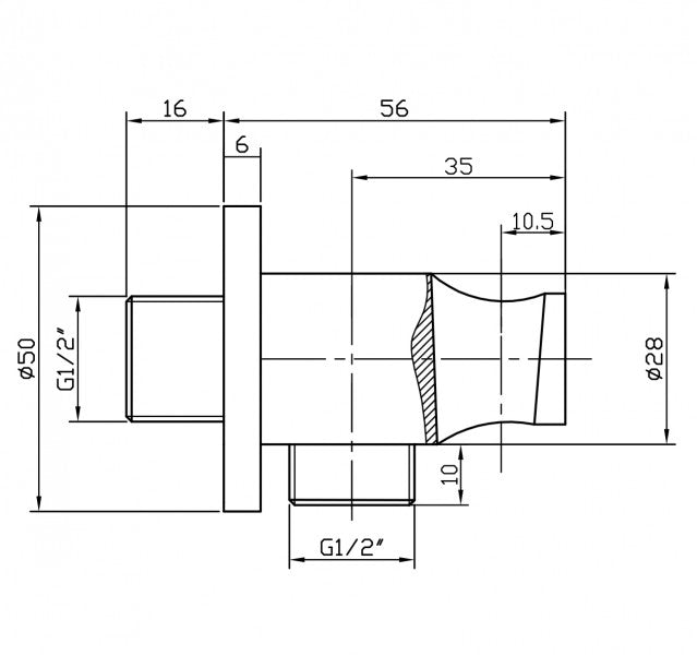 Wall connection elbow BA003 with shower holder