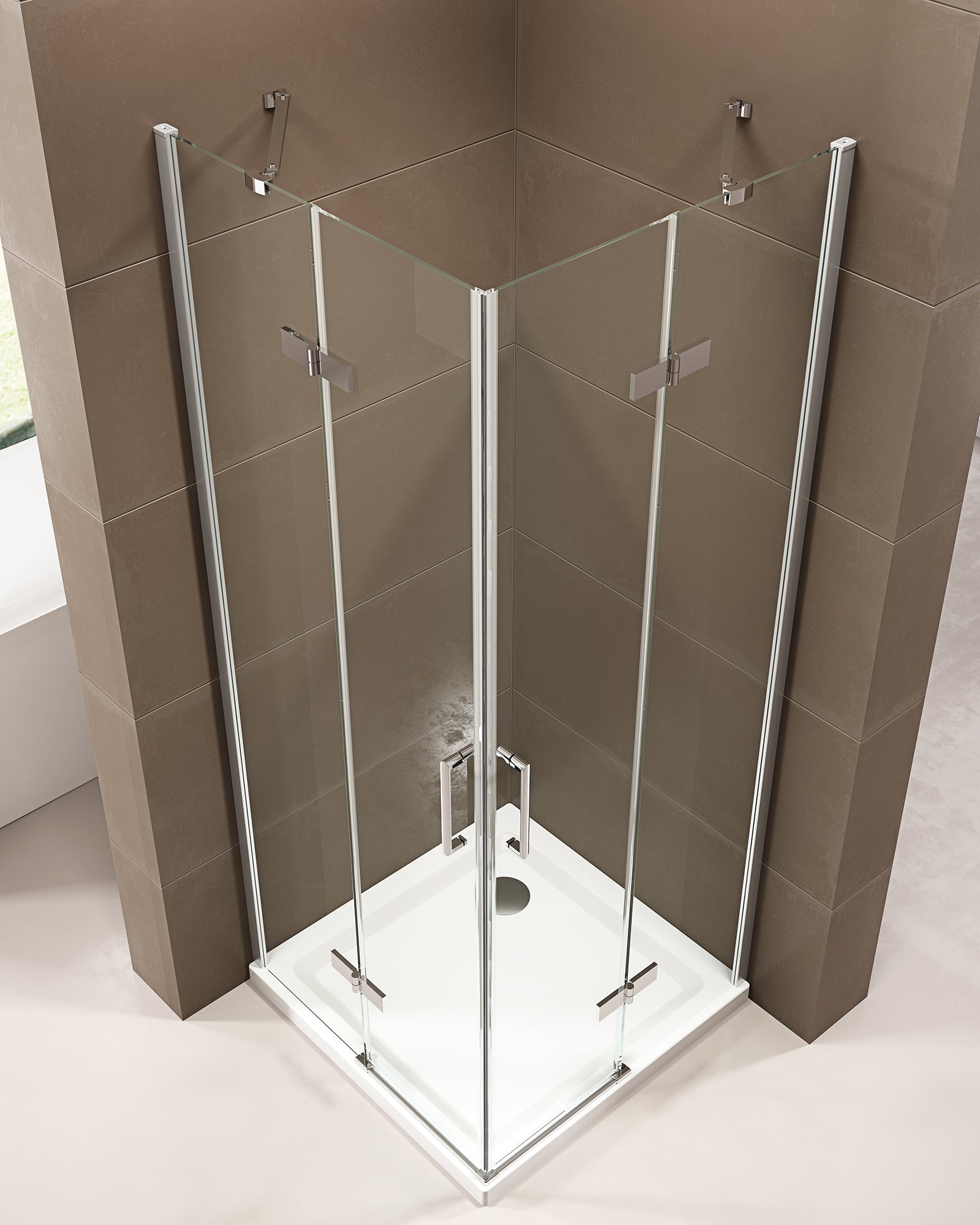 Corner shower with revolving doors, corner entry EX809