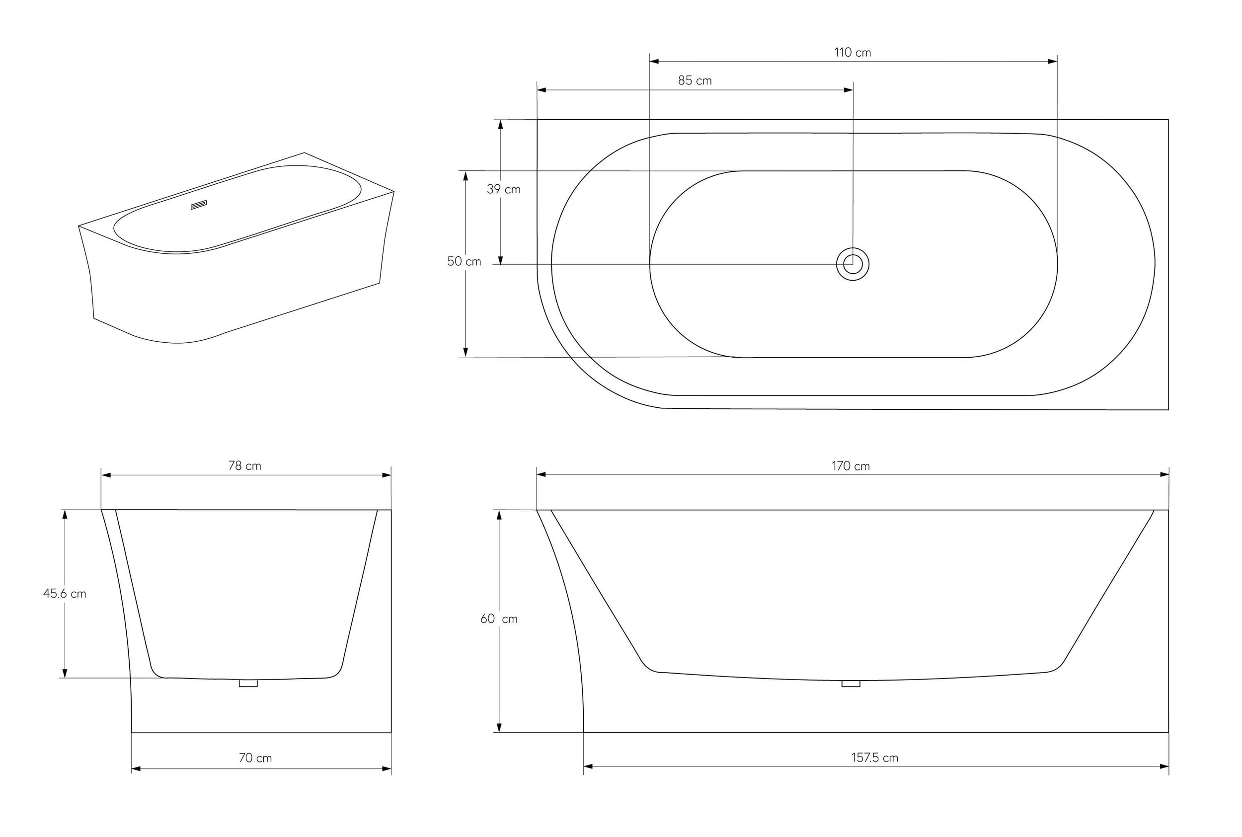 Corner bathtub NOVA CORNER