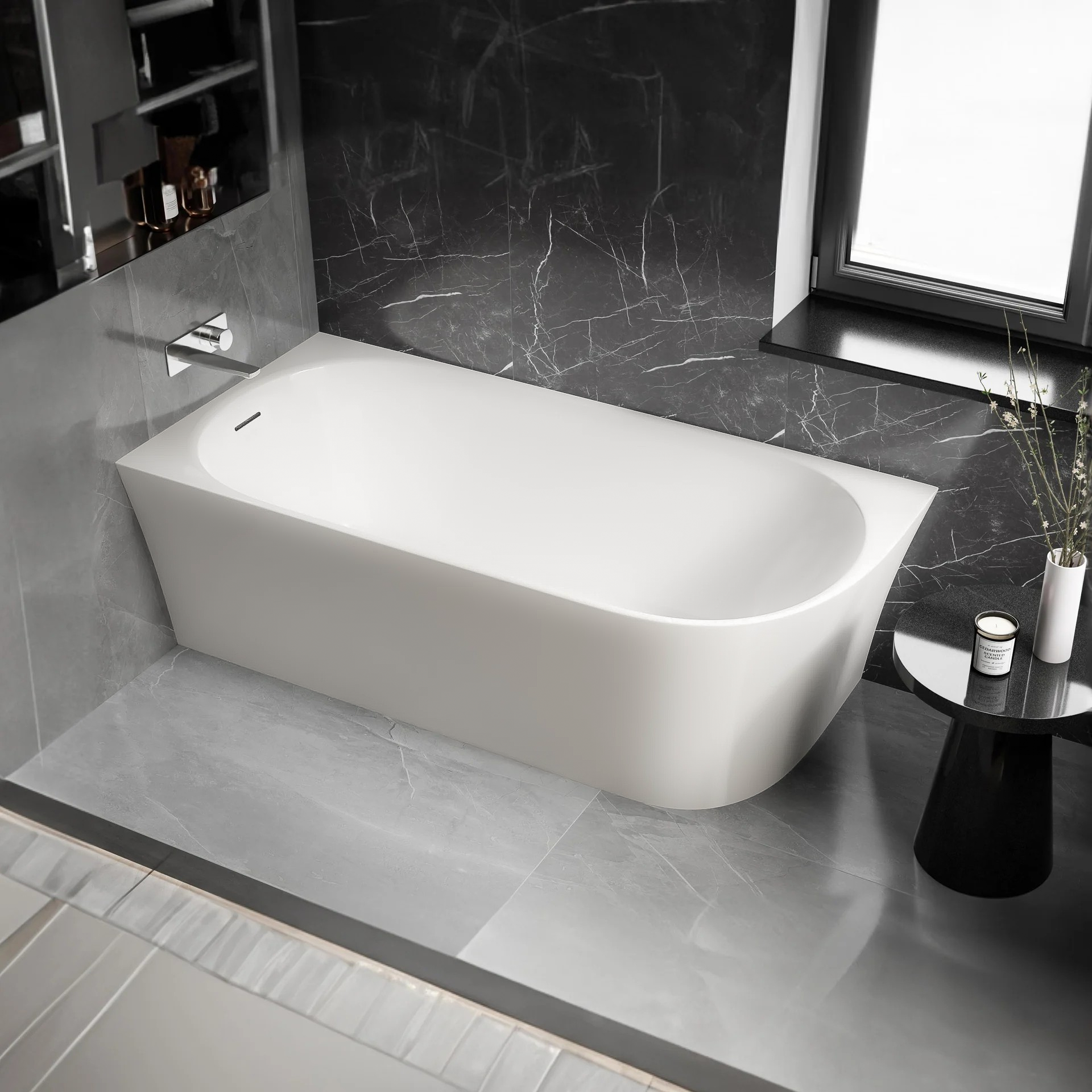 Freestanding space-saving bathtub NORA CORNER