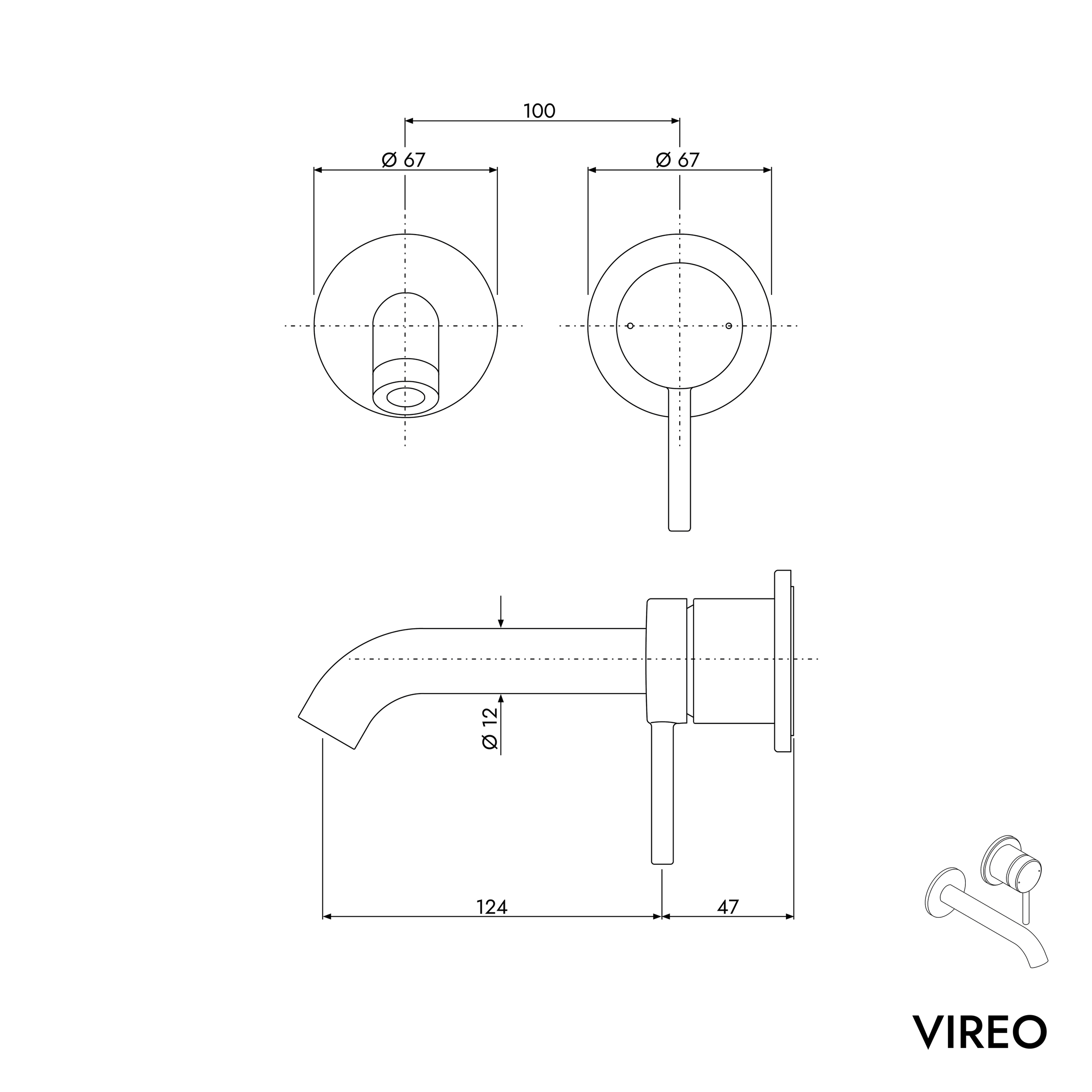 VIREO wall-mounted basin mixer