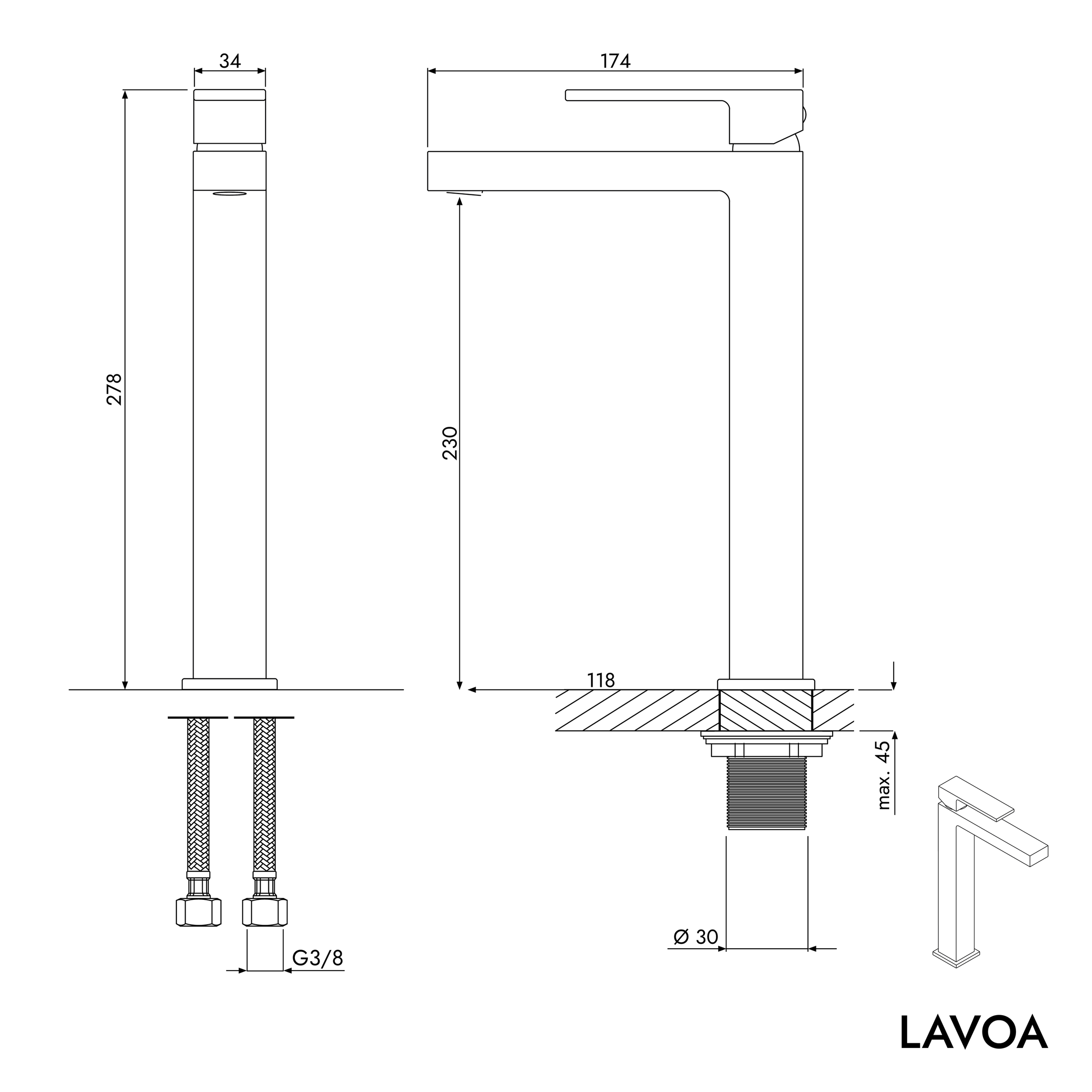 LAVOA basin mixer