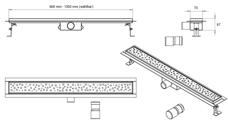 Stainless steel shower channel GT01