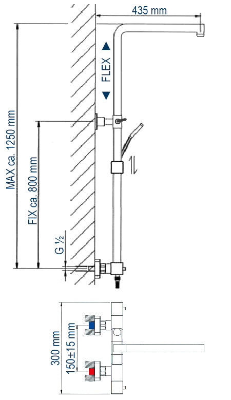 Design shower column Thermostat 3011 Basic