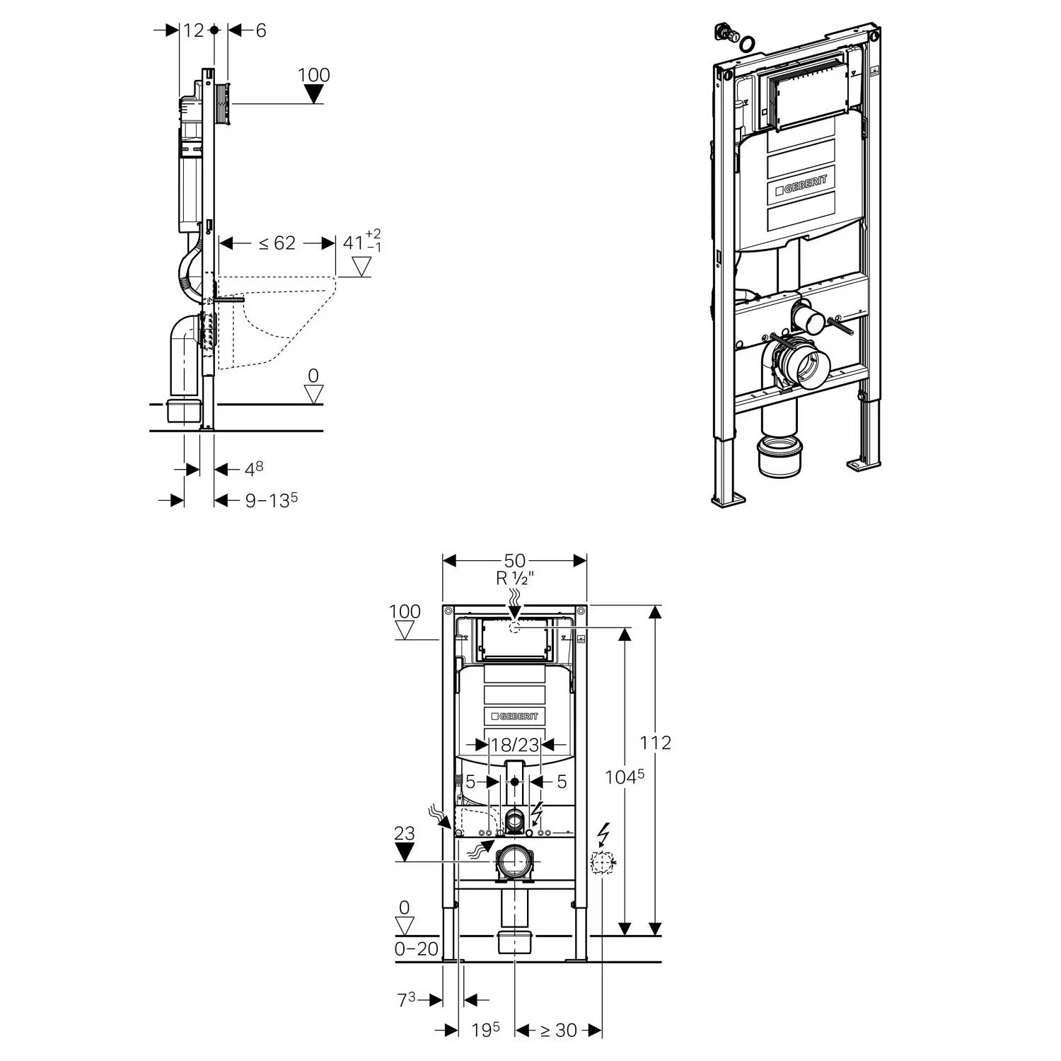 Shower toilet complete set PREMIUM 1102 with Geberit Duofix prewall element