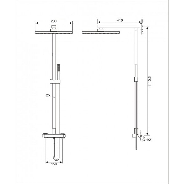 Shower system 8921C Basic with SEDAL thermostat