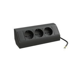 3-socket power strip in black for corners