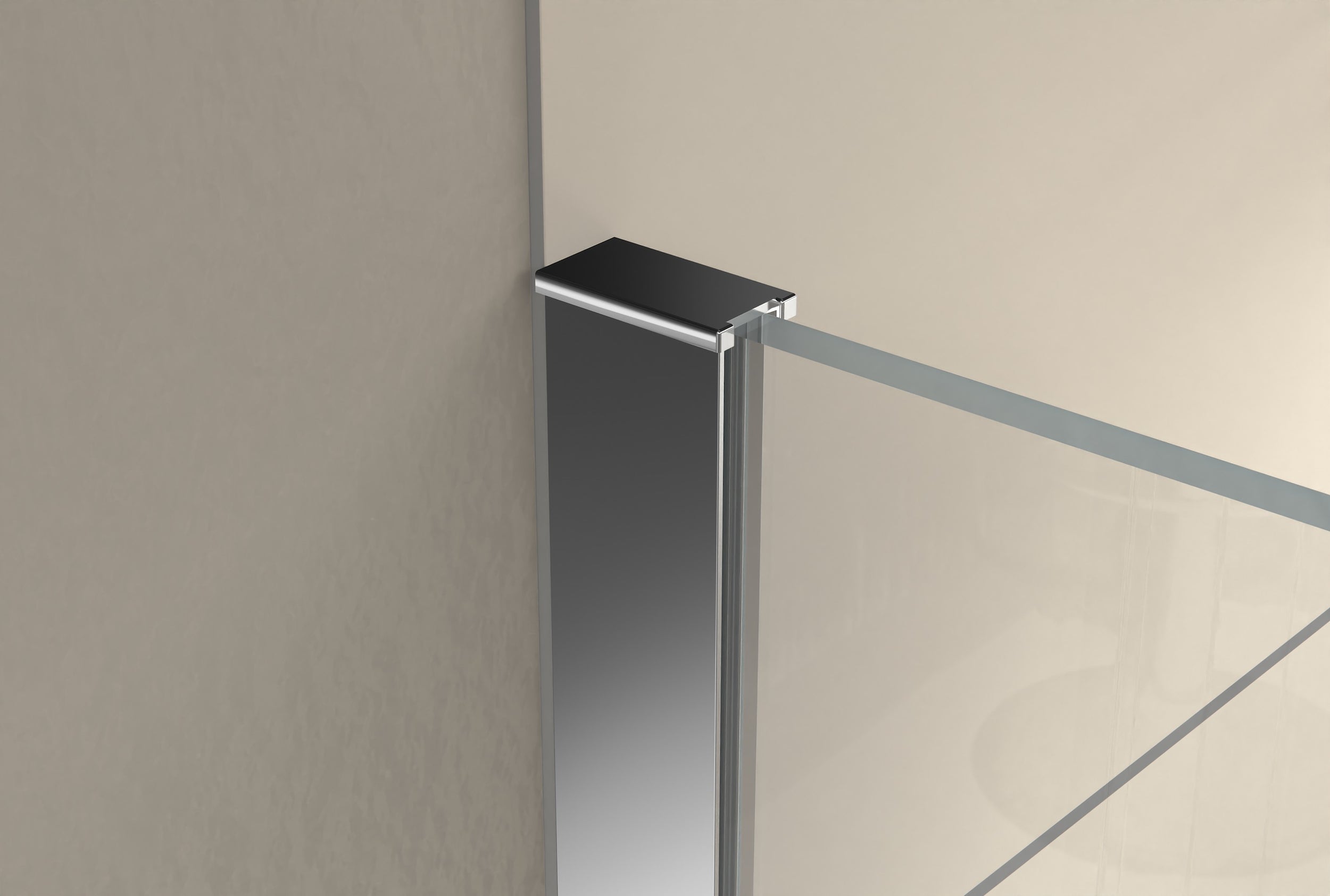 Niche shower with hinged door on fixed panel NT403