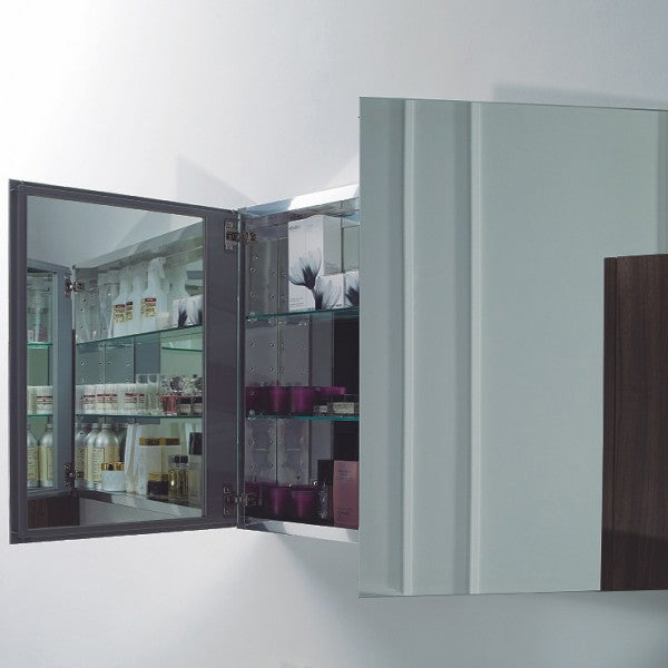 Aluminium mirror cabinet 2-door