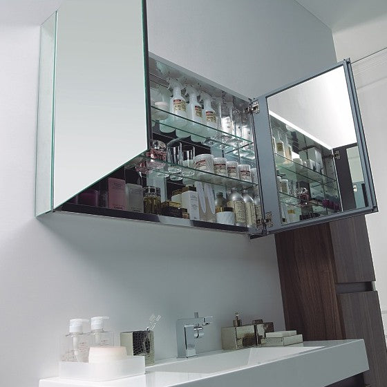 Aluminium mirror cabinet 2-door