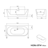 Free-standing space-saving bathtub NORA