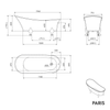 Free-standing bathtub PARIS