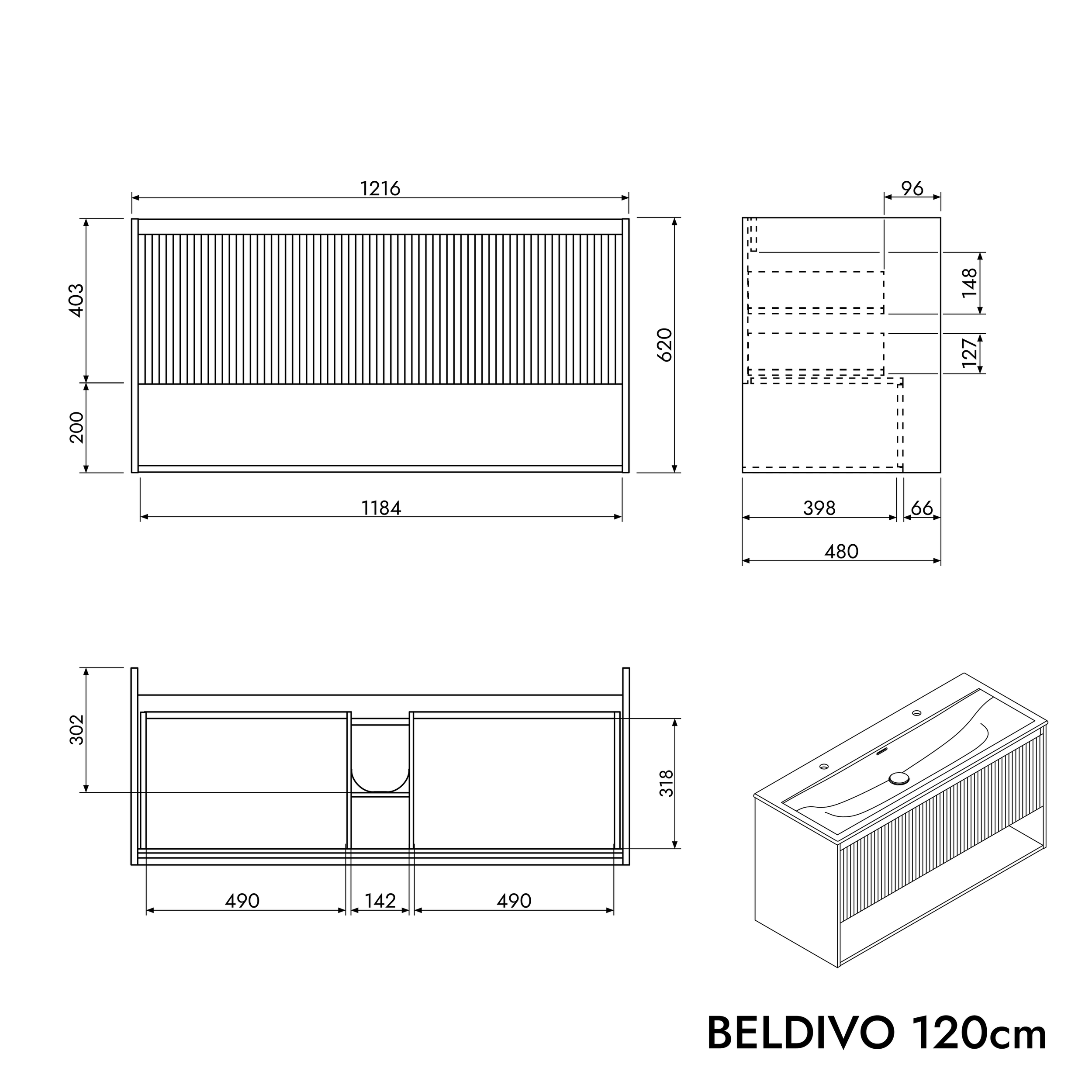 Bathroom furniture set BELDIVO 120 cm