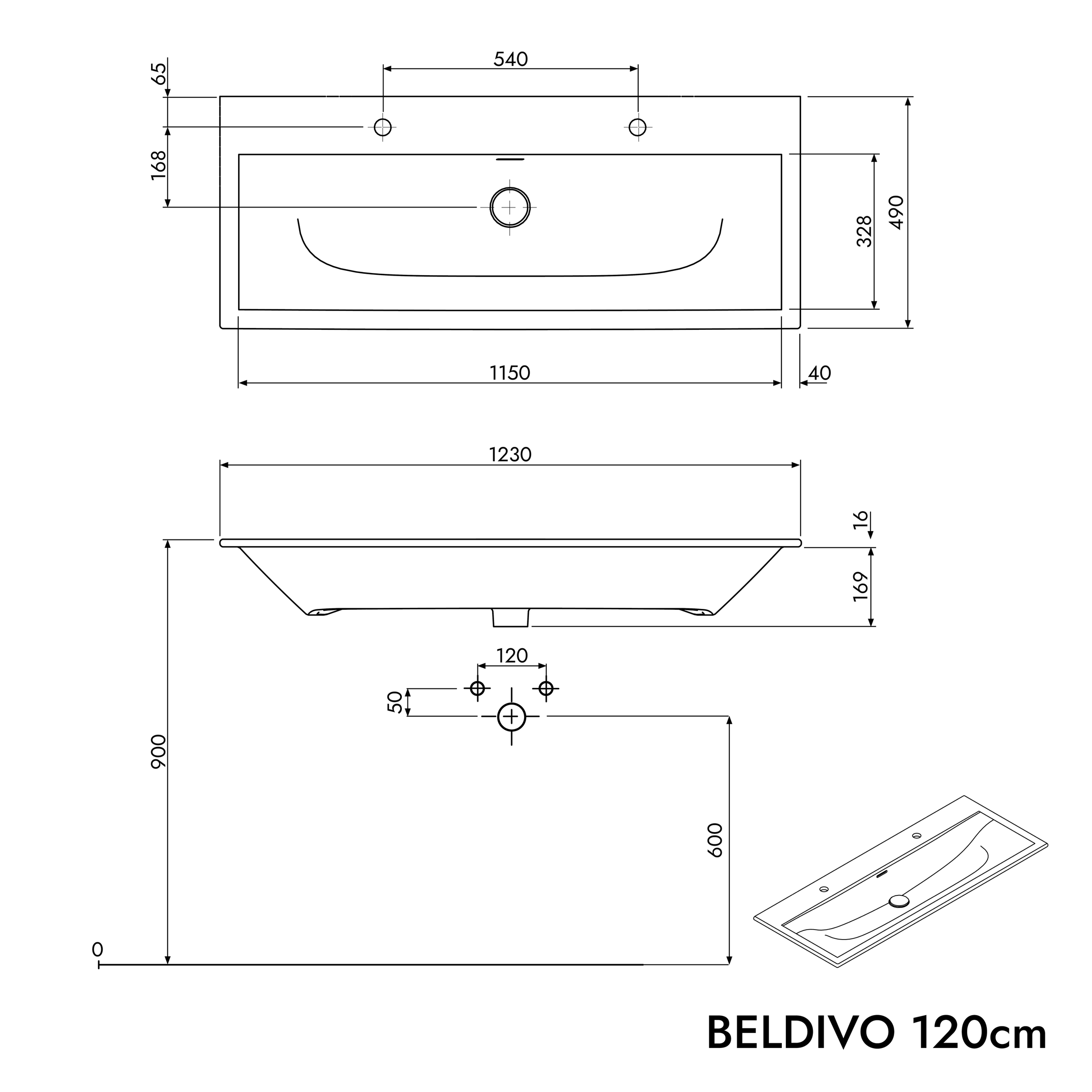 Bathroom furniture set BELDIVO 120 cm