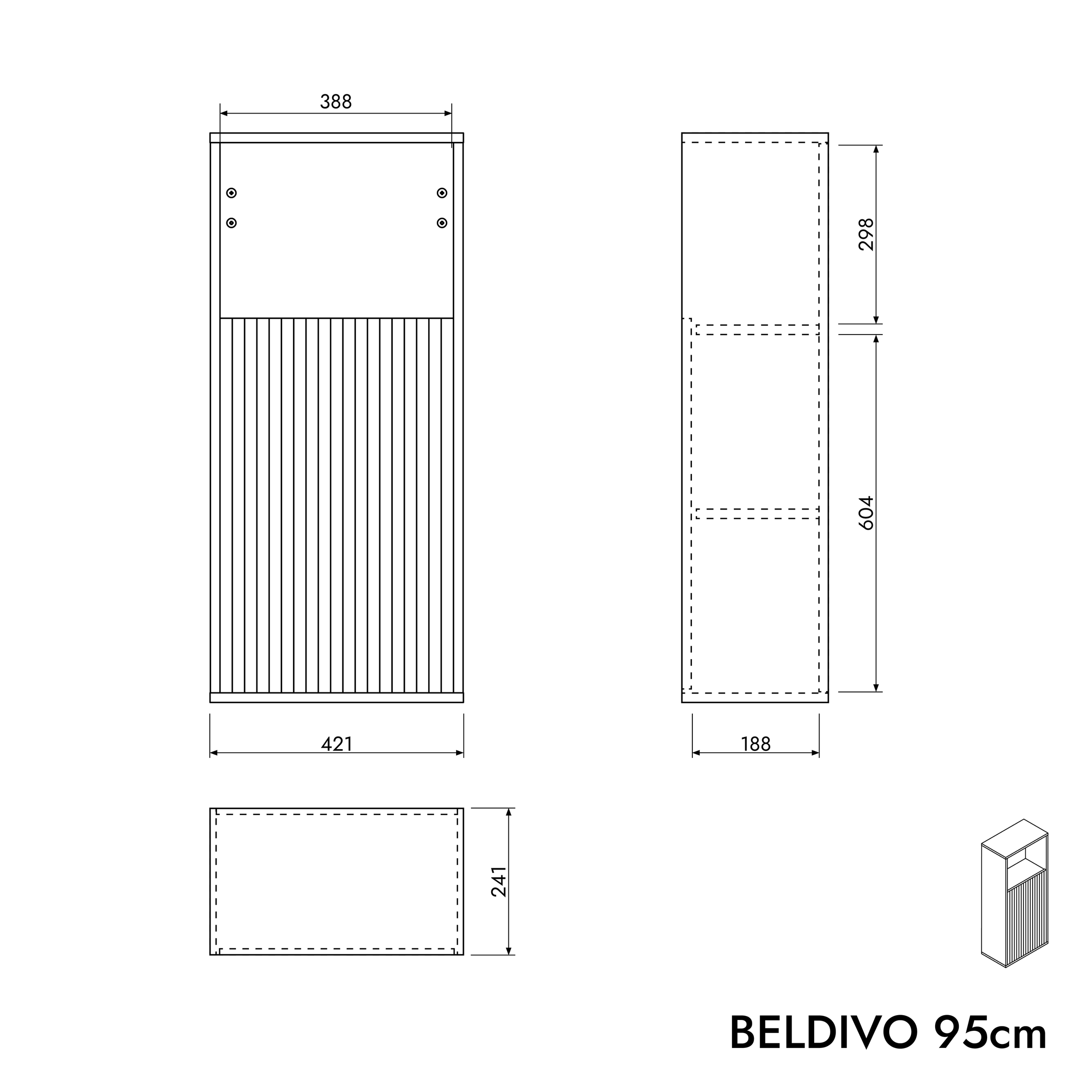Bathroom furniture set BELDIVO 60 cm with washbasin