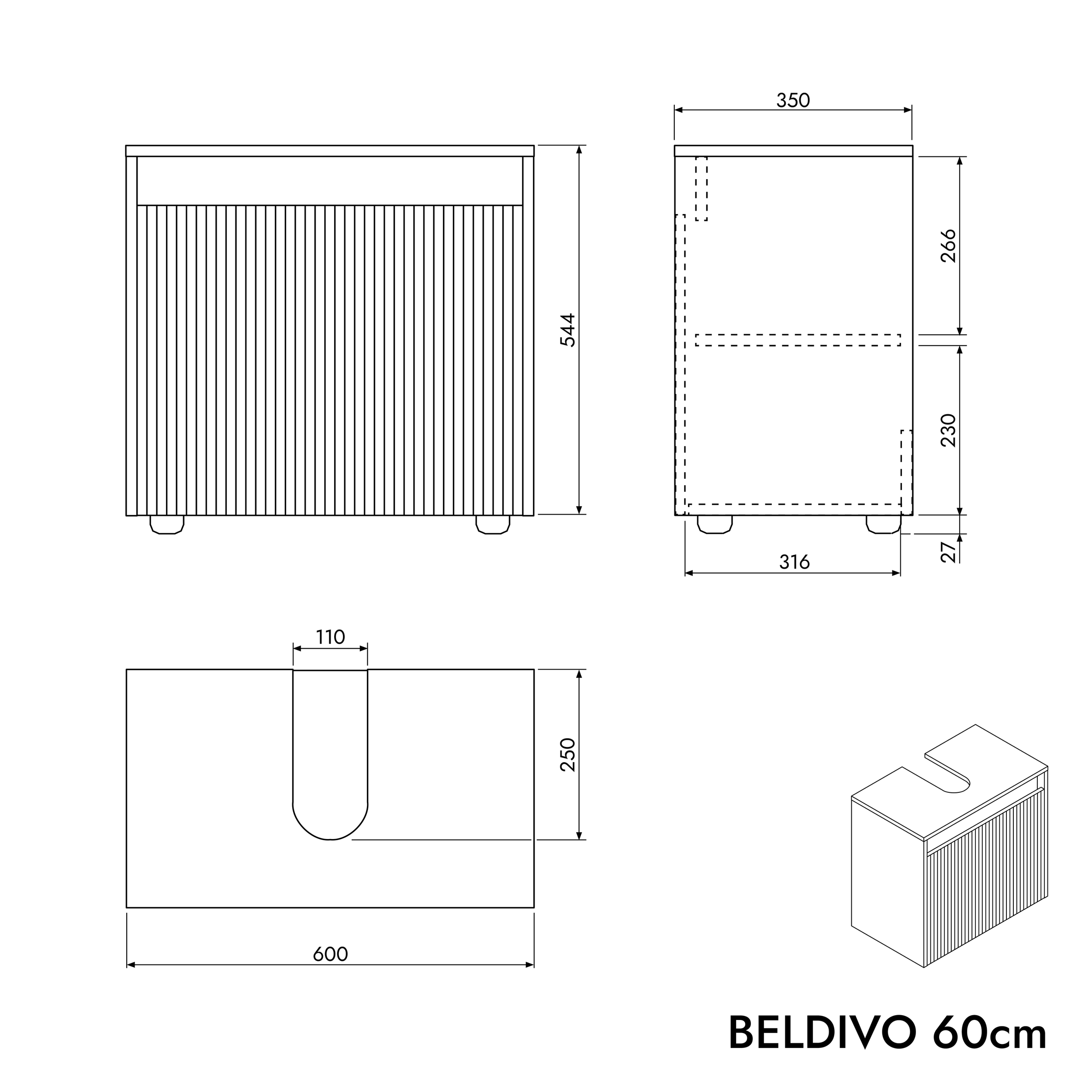 Washbasin cabinet BELDIVO 60 cm