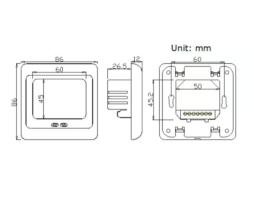 Touch screen thermostat HT07 Blue