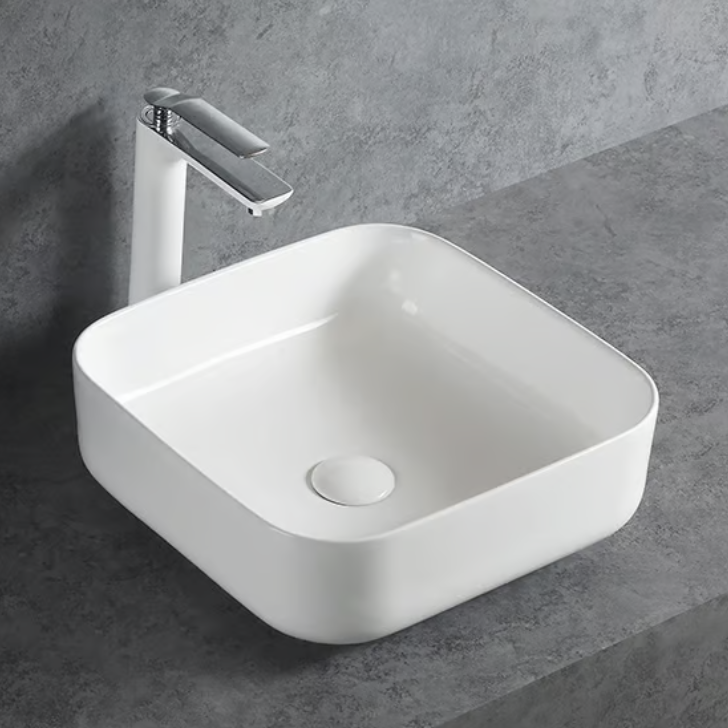 Countertop Washbasin KW6134 made of sanitary ceramic - 38,5 x 38,5 x 13,5 cm - optional colour