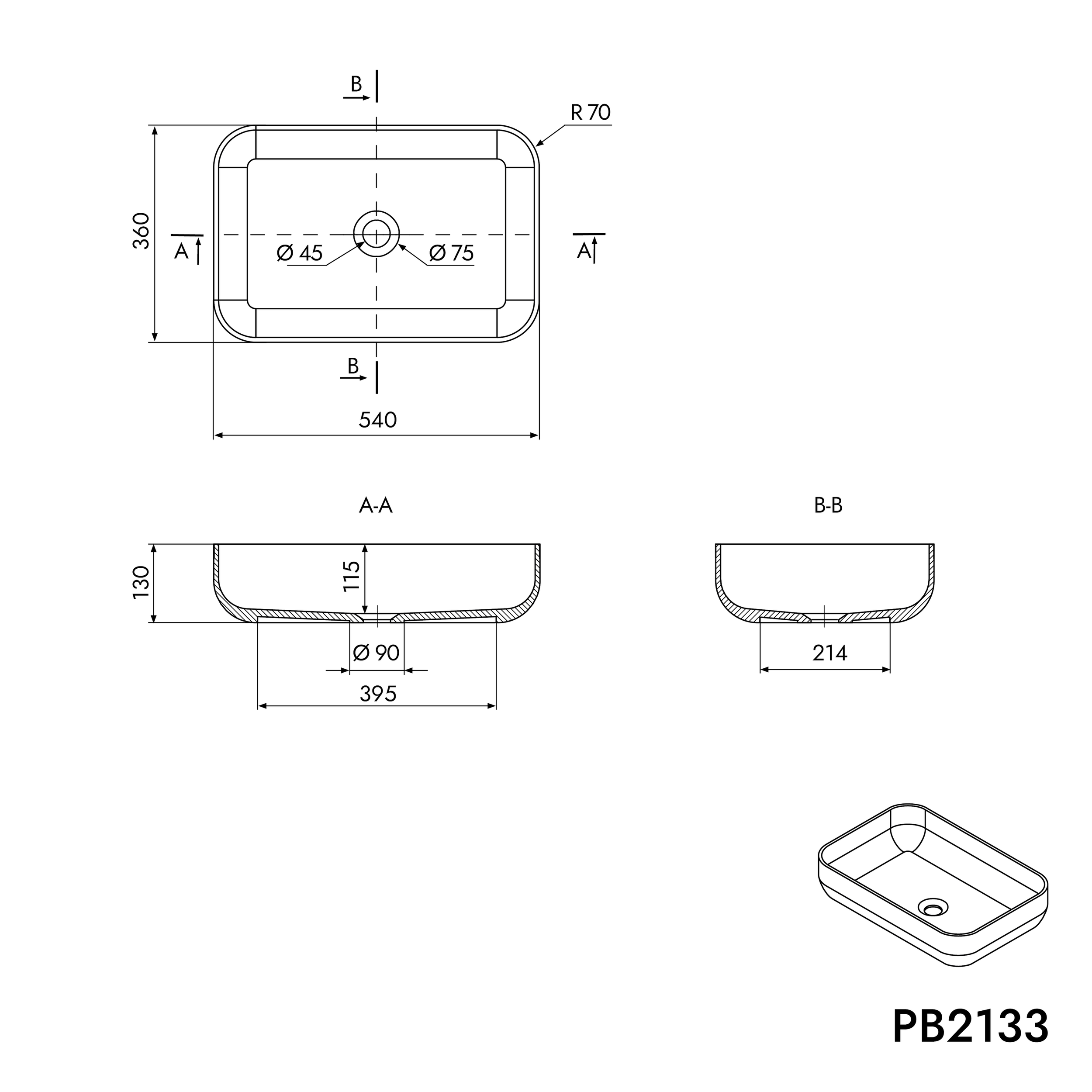 Countertop washbasin PB2133