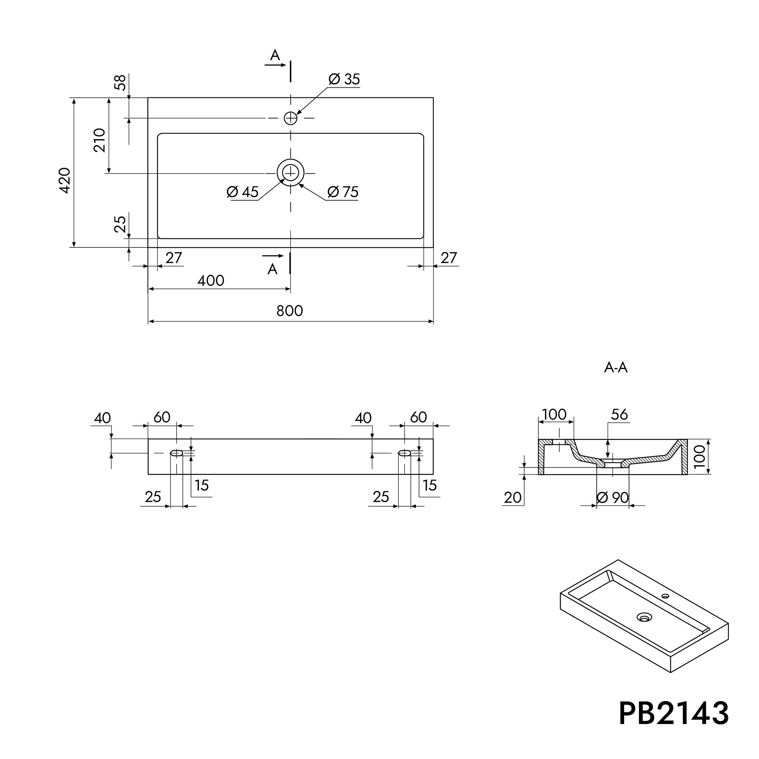 Countertop washbasin PB2143