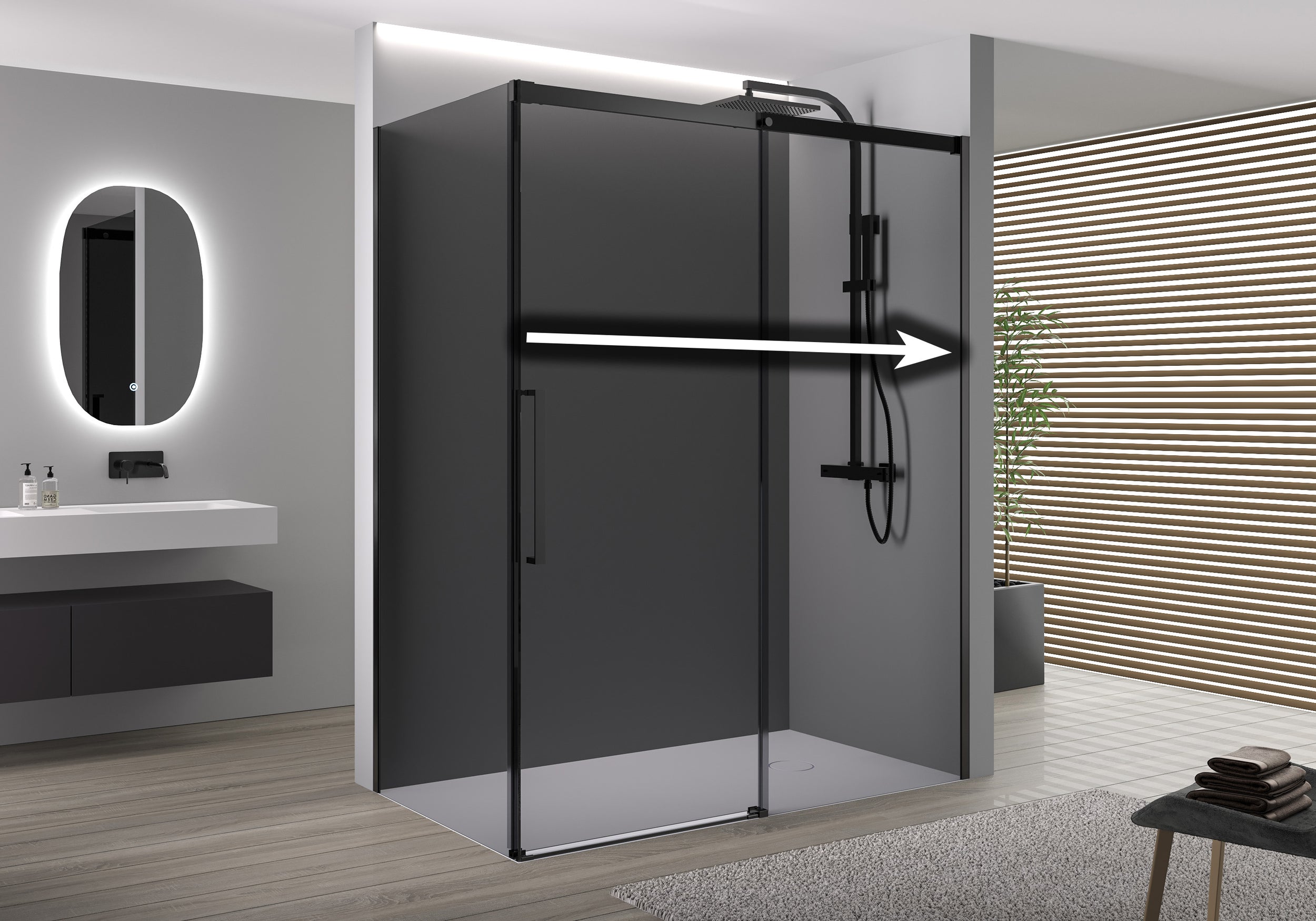 Corner shower with sliding door Soft-Close DX906 FLEX