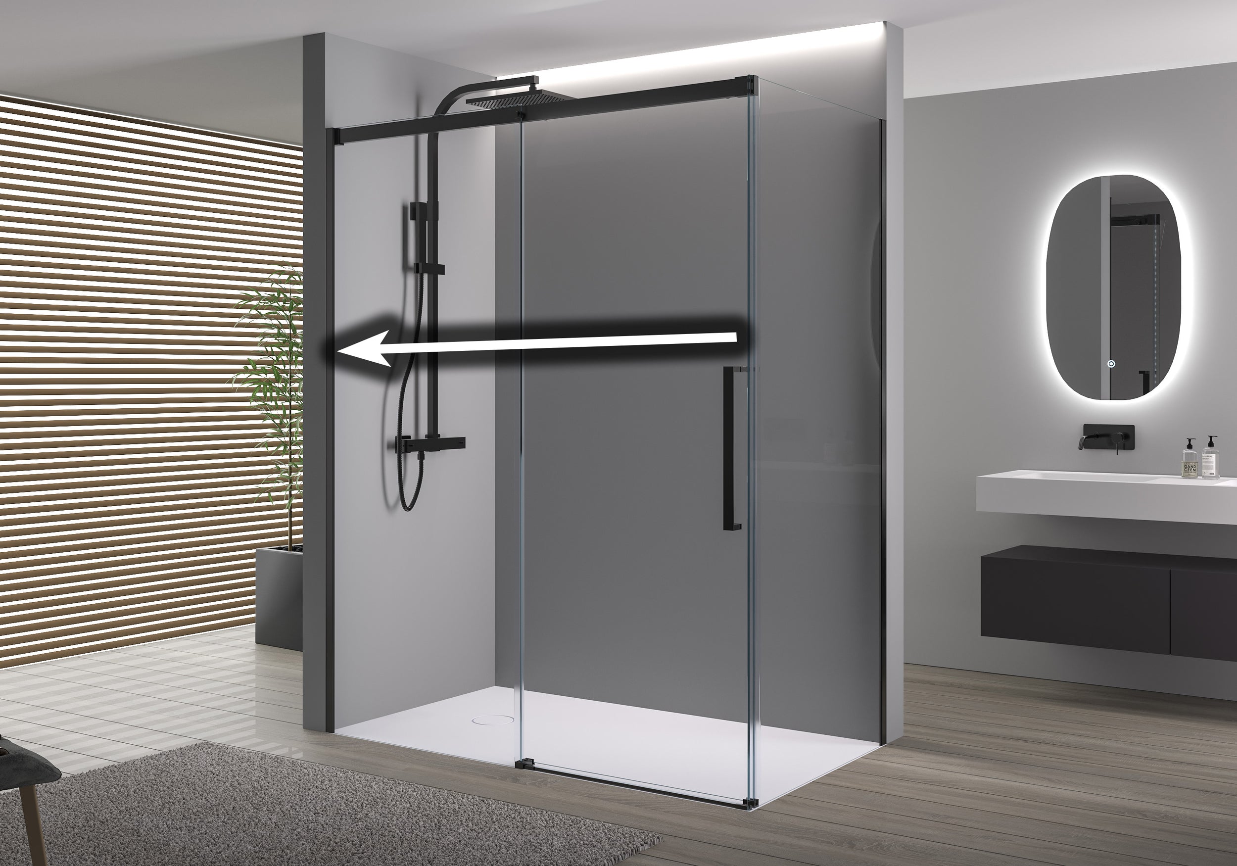 Corner shower with sliding door Soft-Close DX906 FLEX