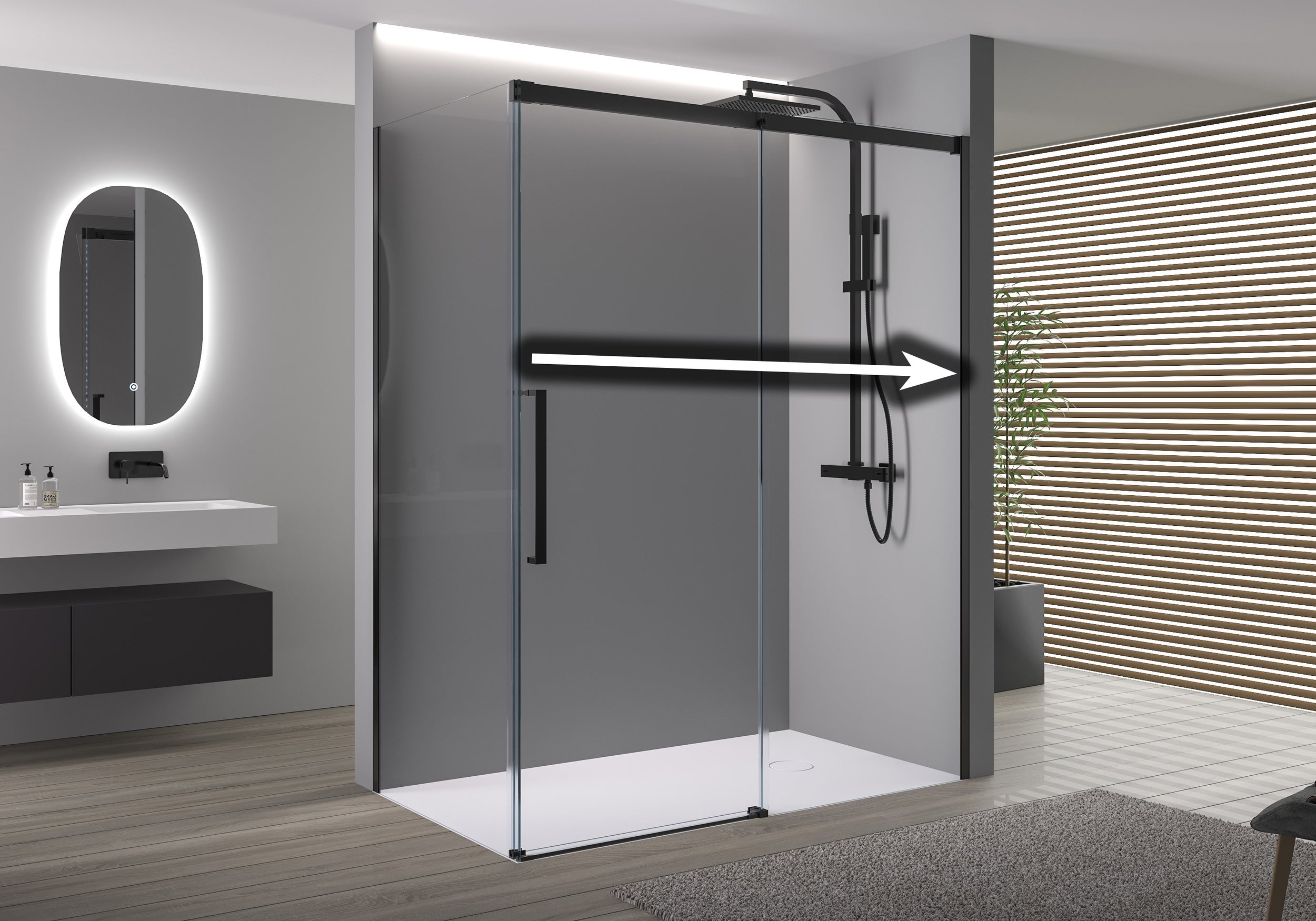 Corner shower with sliding door Soft-Close DX906 FLEX