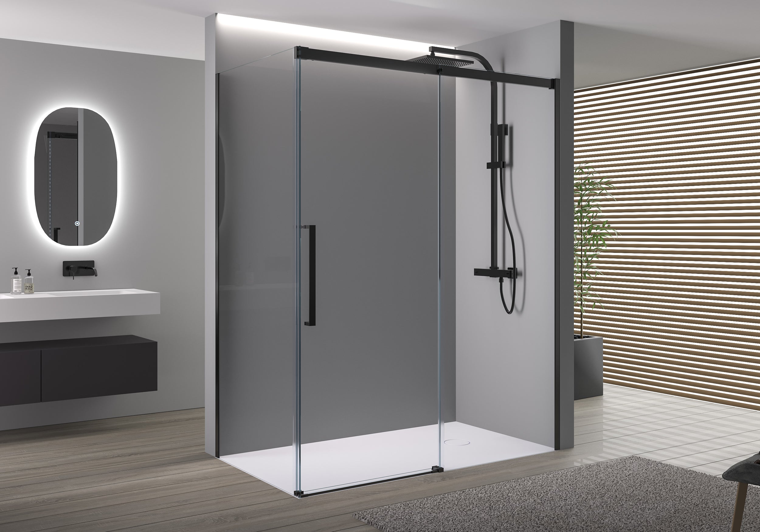 Corner shower with sliding door Soft-Close DX906 FLEX