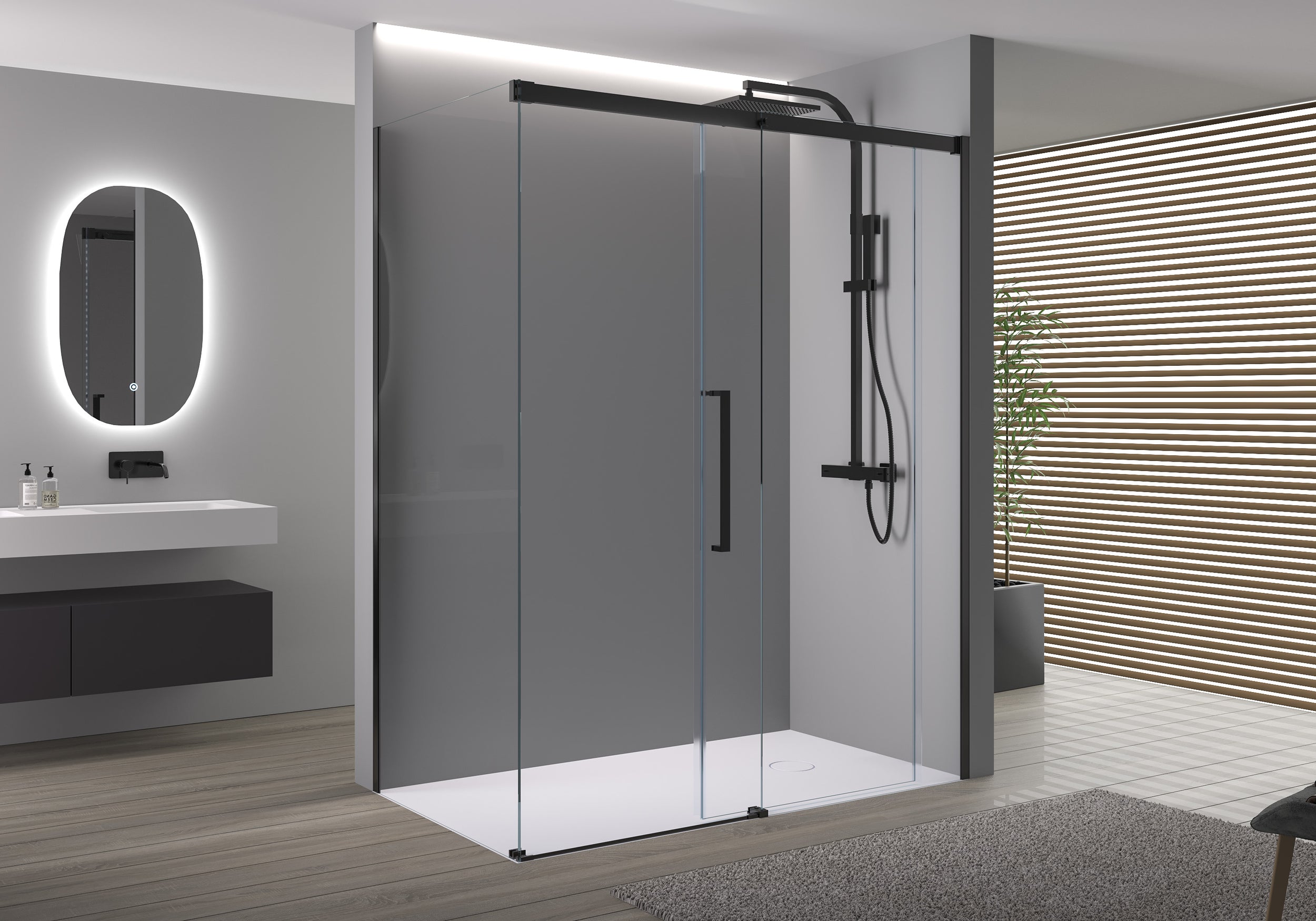 Corner shower with sliding door Soft-Close DX906 FLEX