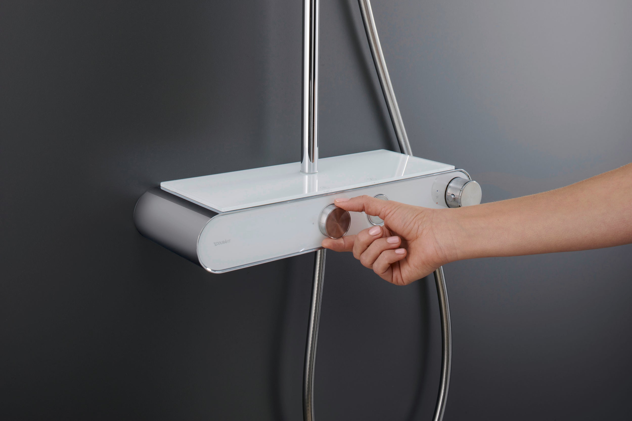 Duravit shower system with thermostat & glass shelf