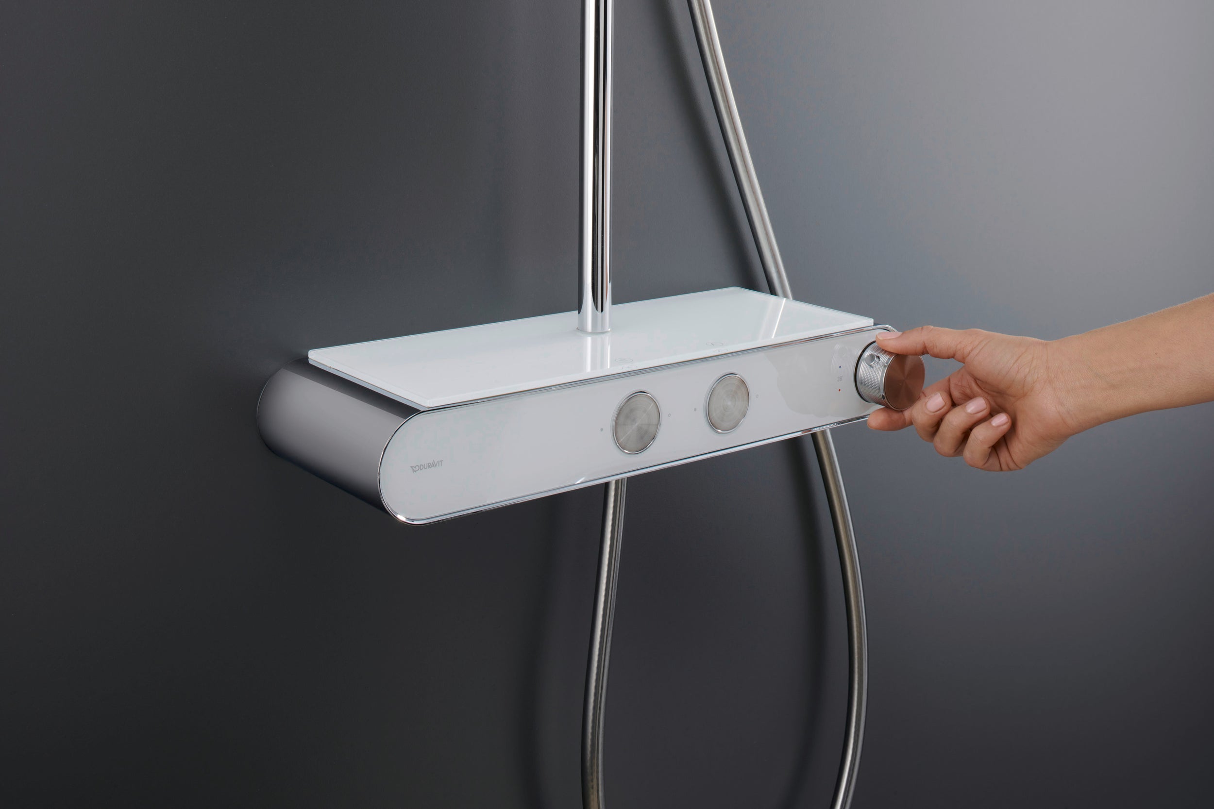 Duravit shower system with thermostat & glass shelf