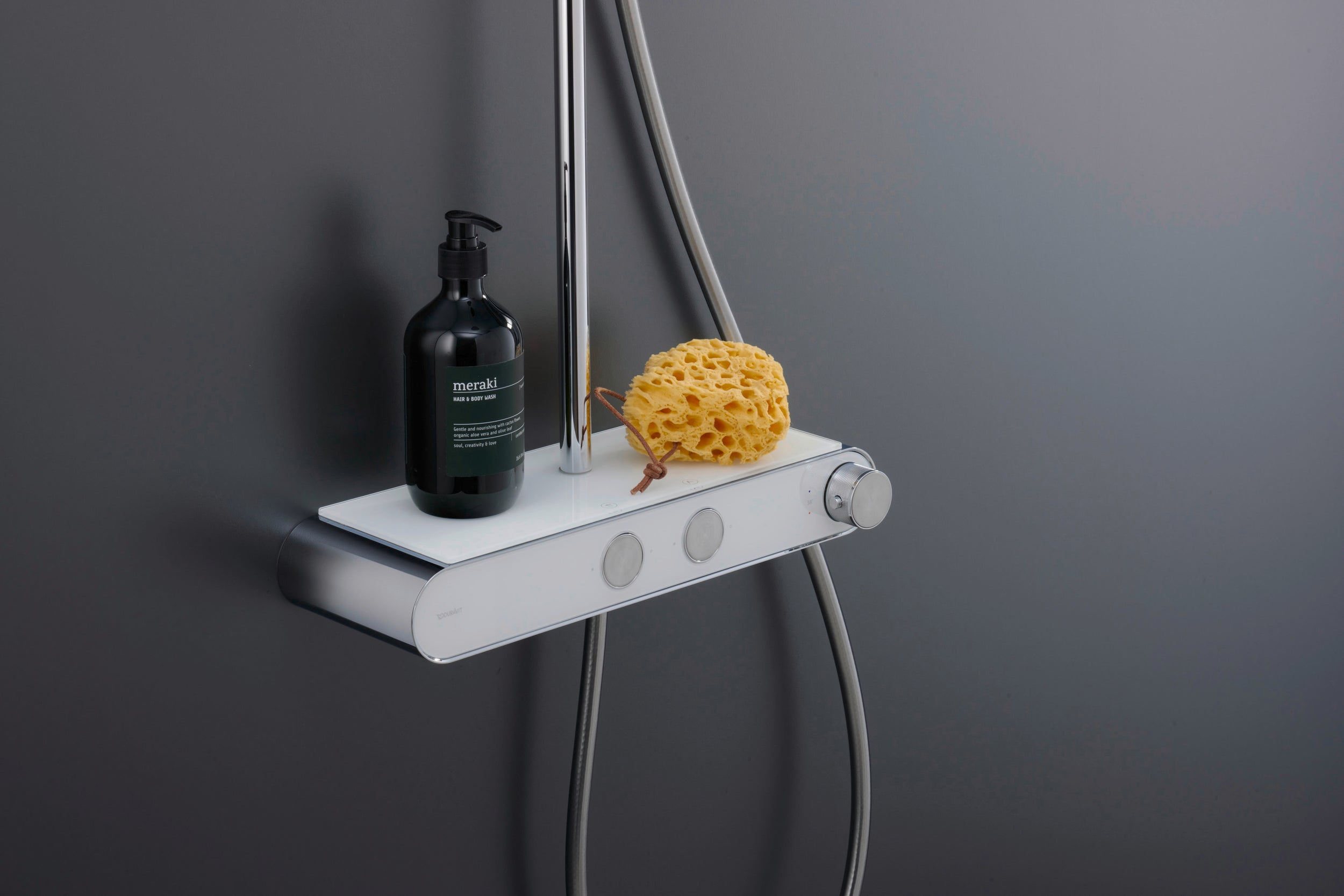 Duravit shower system with thermostat & glass shelf