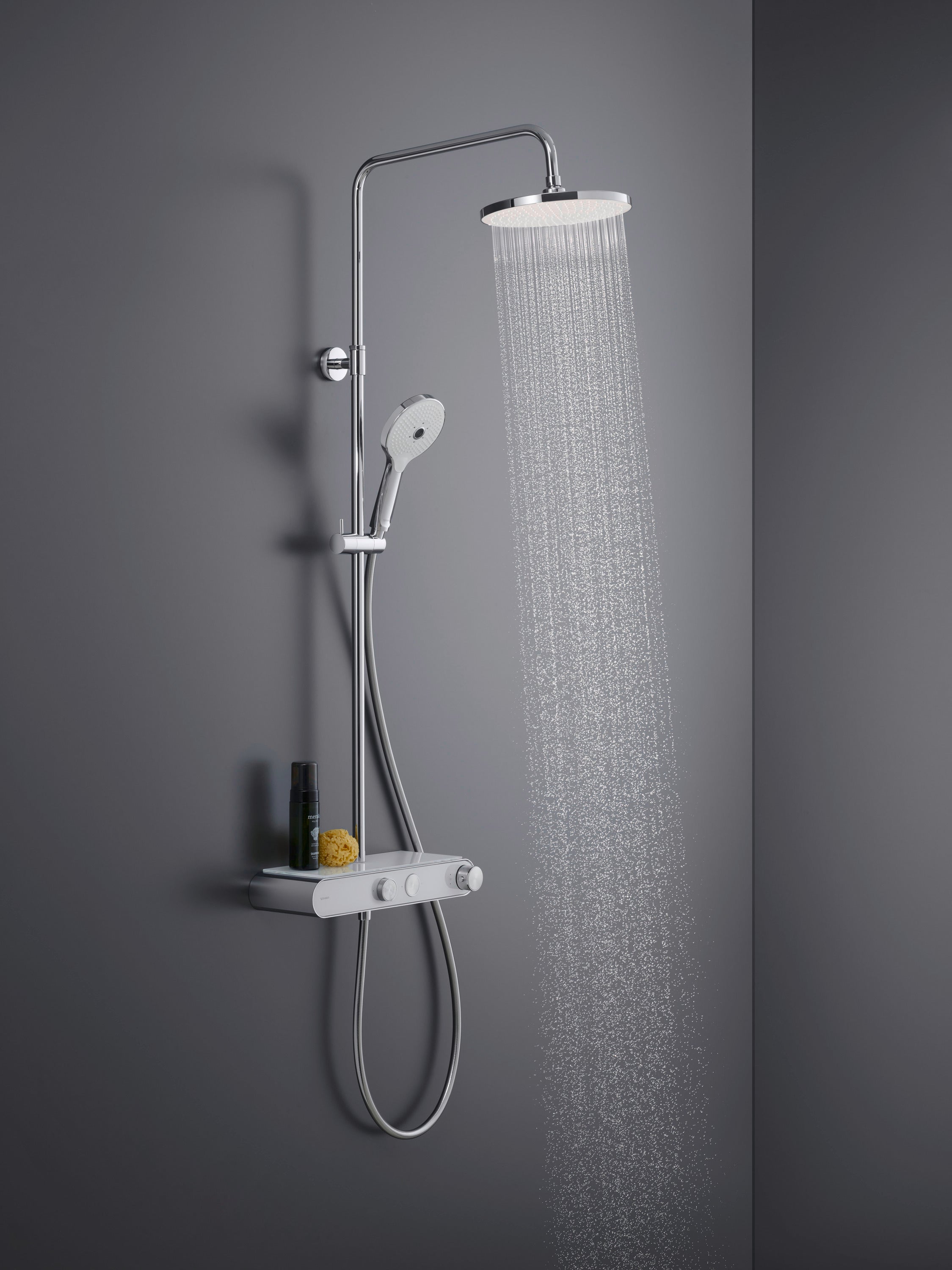Duravit shower system with thermostat & glass shelf