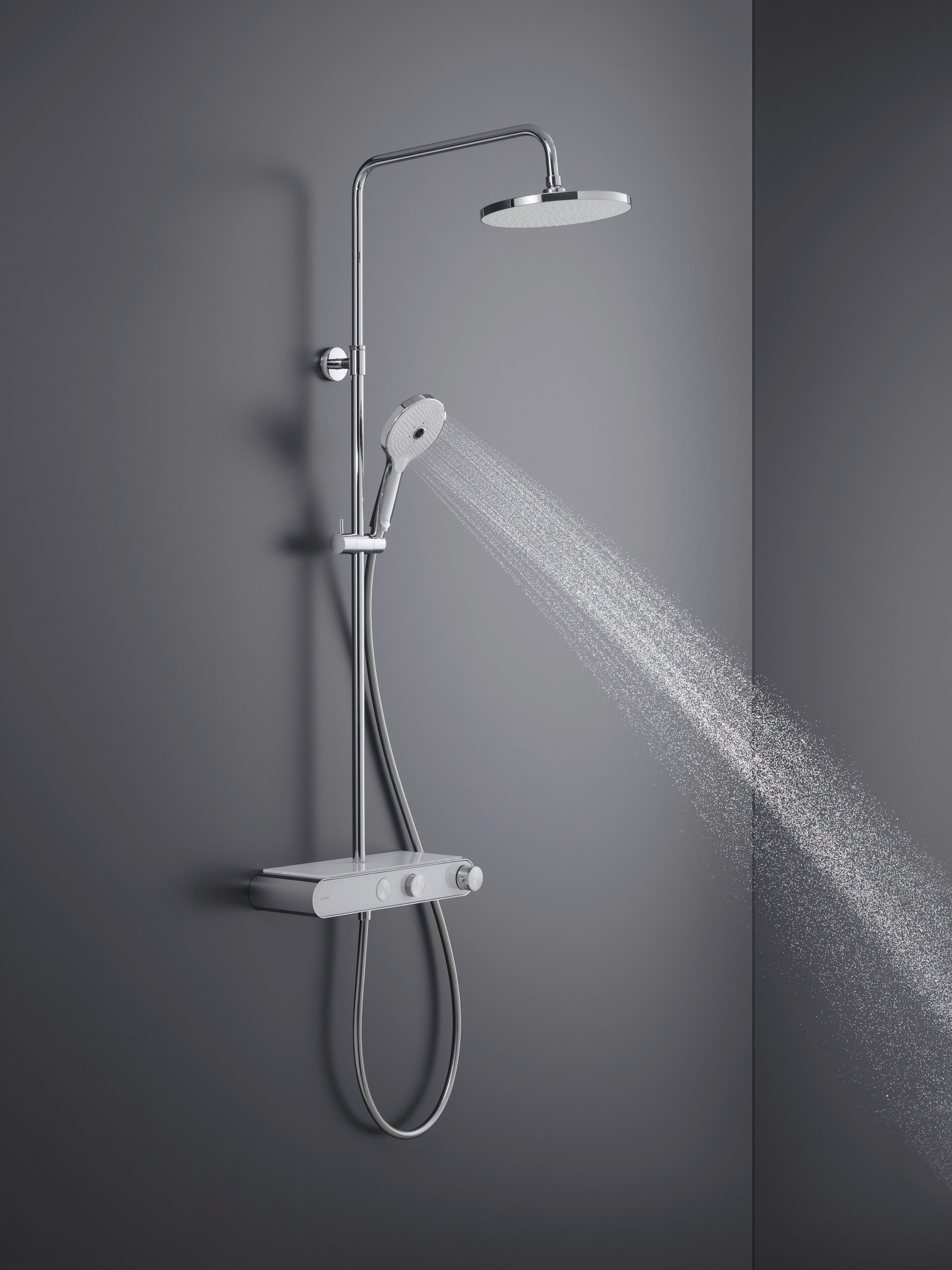 Duravit shower system with thermostat & glass shelf