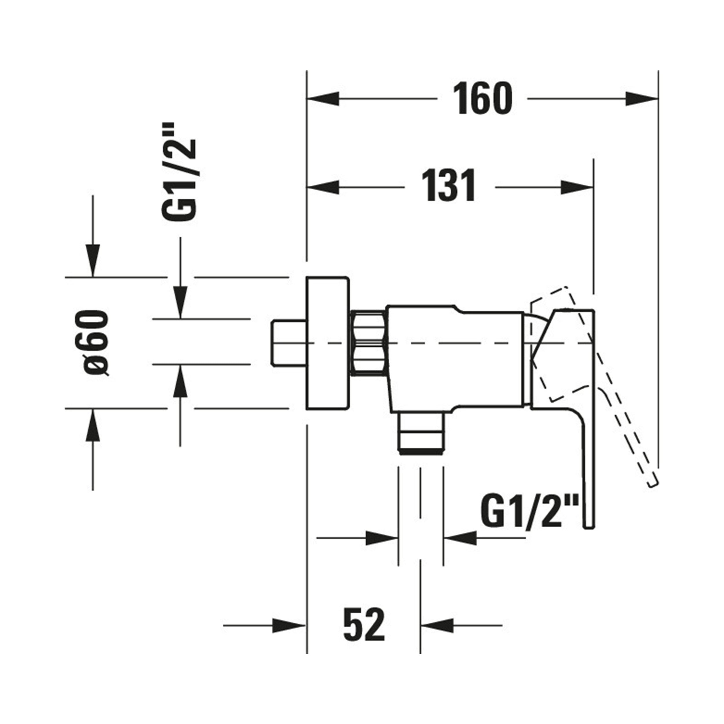 Duravit B.3 shower mixer, surface-mounted, 1 consumer, chrome