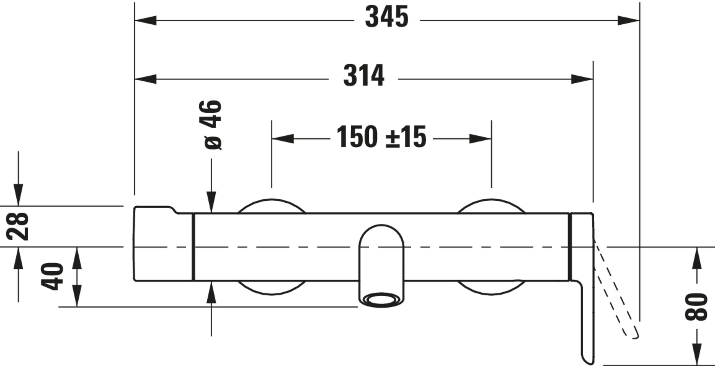 Duravit C.1 single-lever bathtub mixer exposed