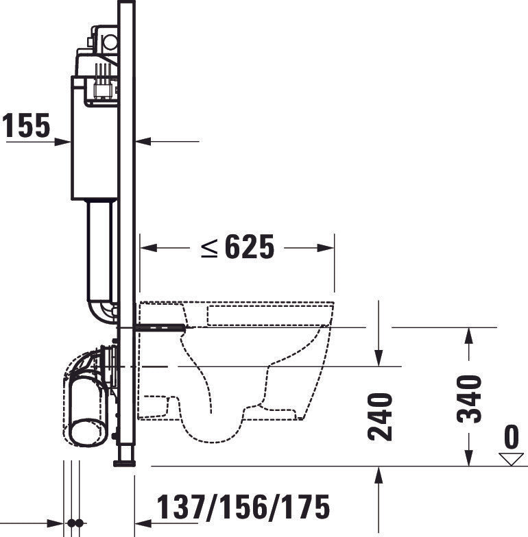 DuraSystem WC element, Basic, 1148x500x155mm