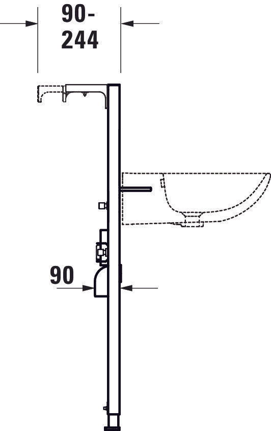 DuraSystem washbasin element, standard, 500x170x1148mm