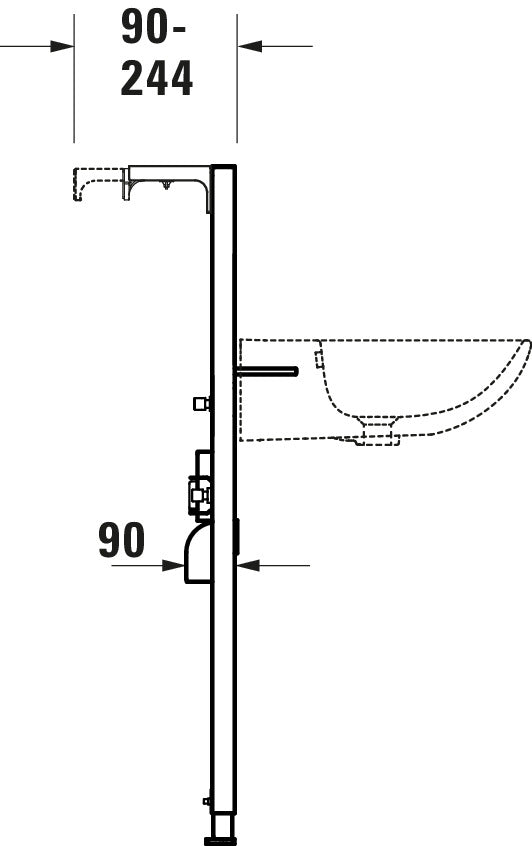 DuraSystem washbasin element, standard, 500x170x1148mm